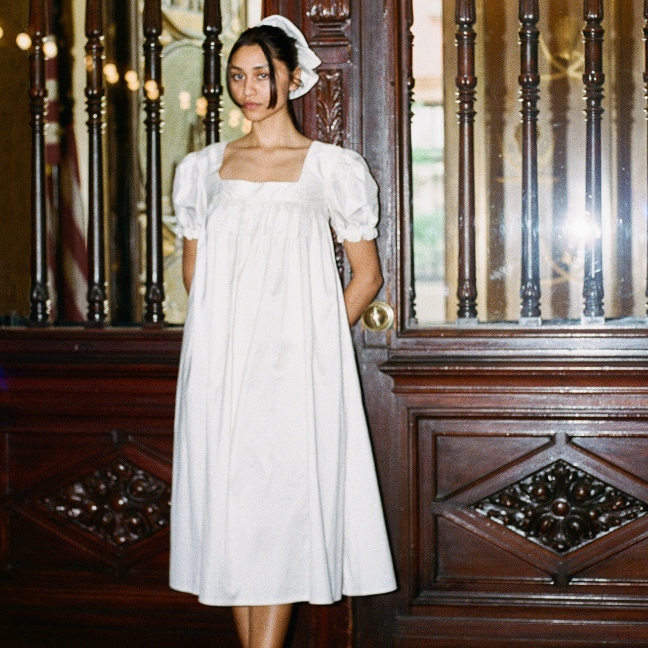 Ivory Silk Taffeta Tie-Back Dress Small Ivory Silk Taffeta Tie-Back Dress Small