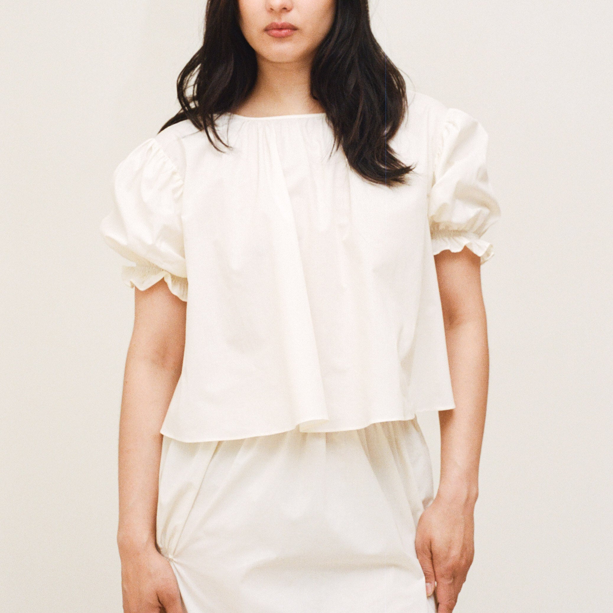 Batiste Cotton Smocked Blouse