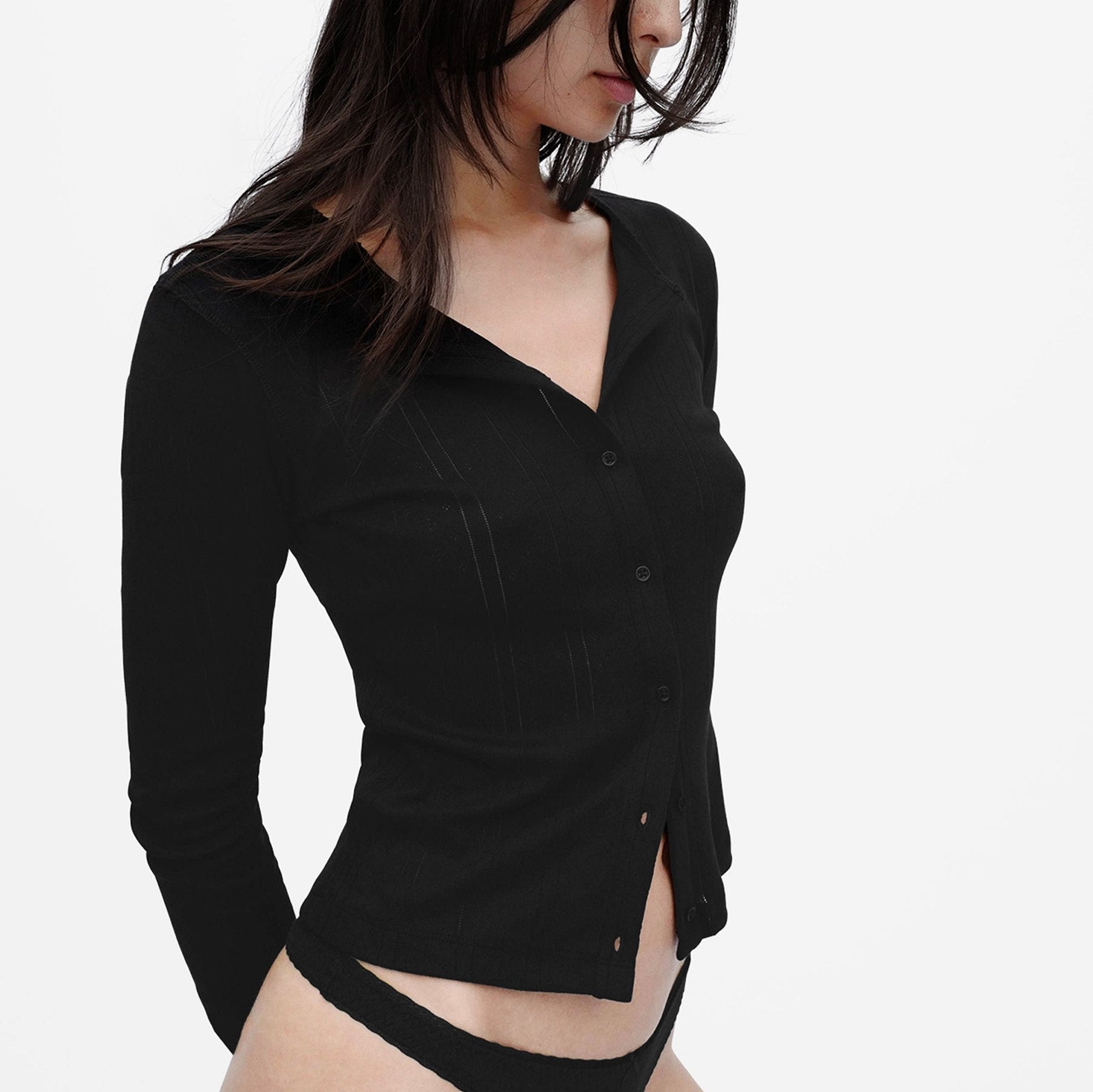 Cou Cou Black Cotton Cardigan