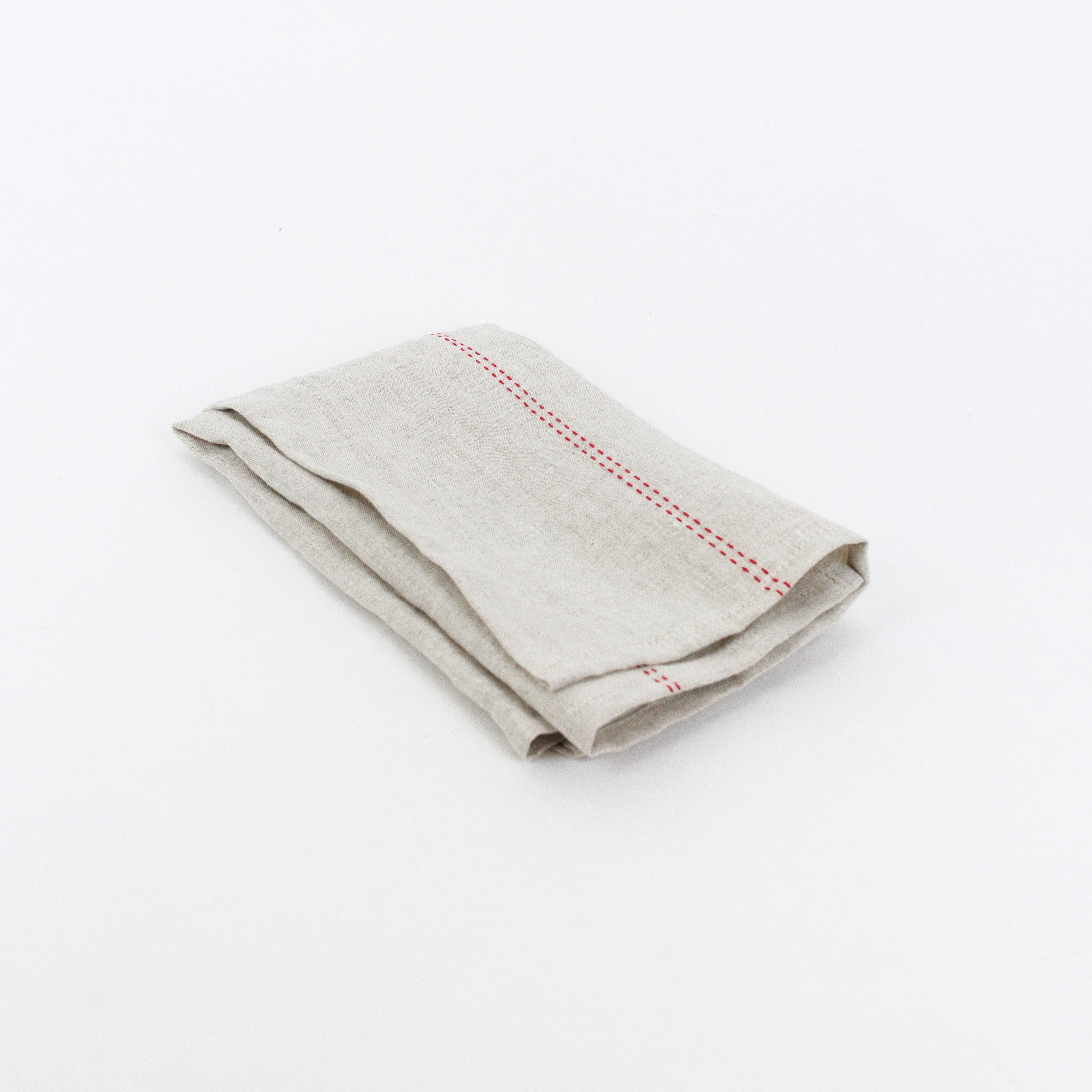 Embroidered Stripe French Linen Napkin