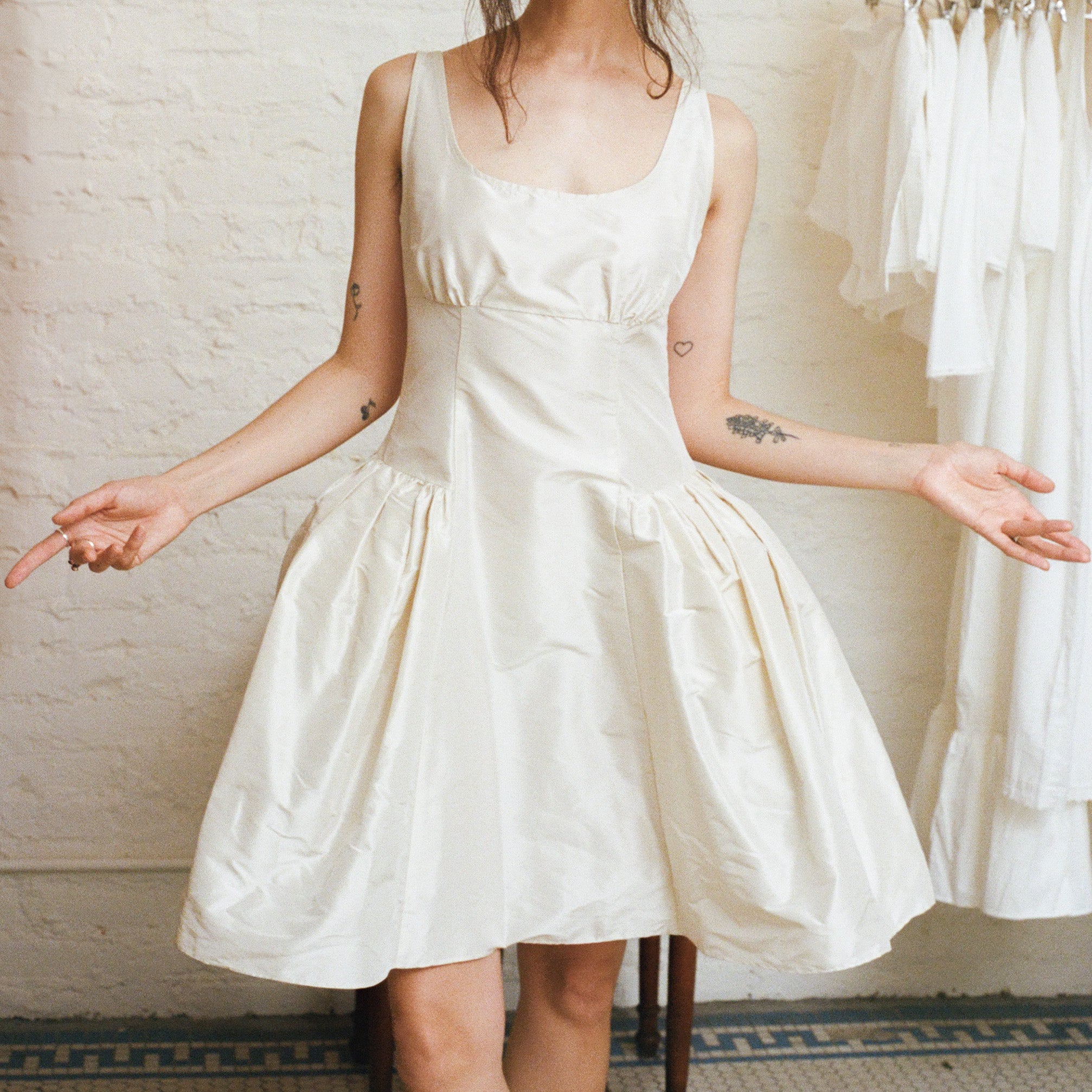 Ivory Taffeta Picnic Dress Large (Made to Order) Ivory Taffeta Picnic Dress Large (Made to Order)