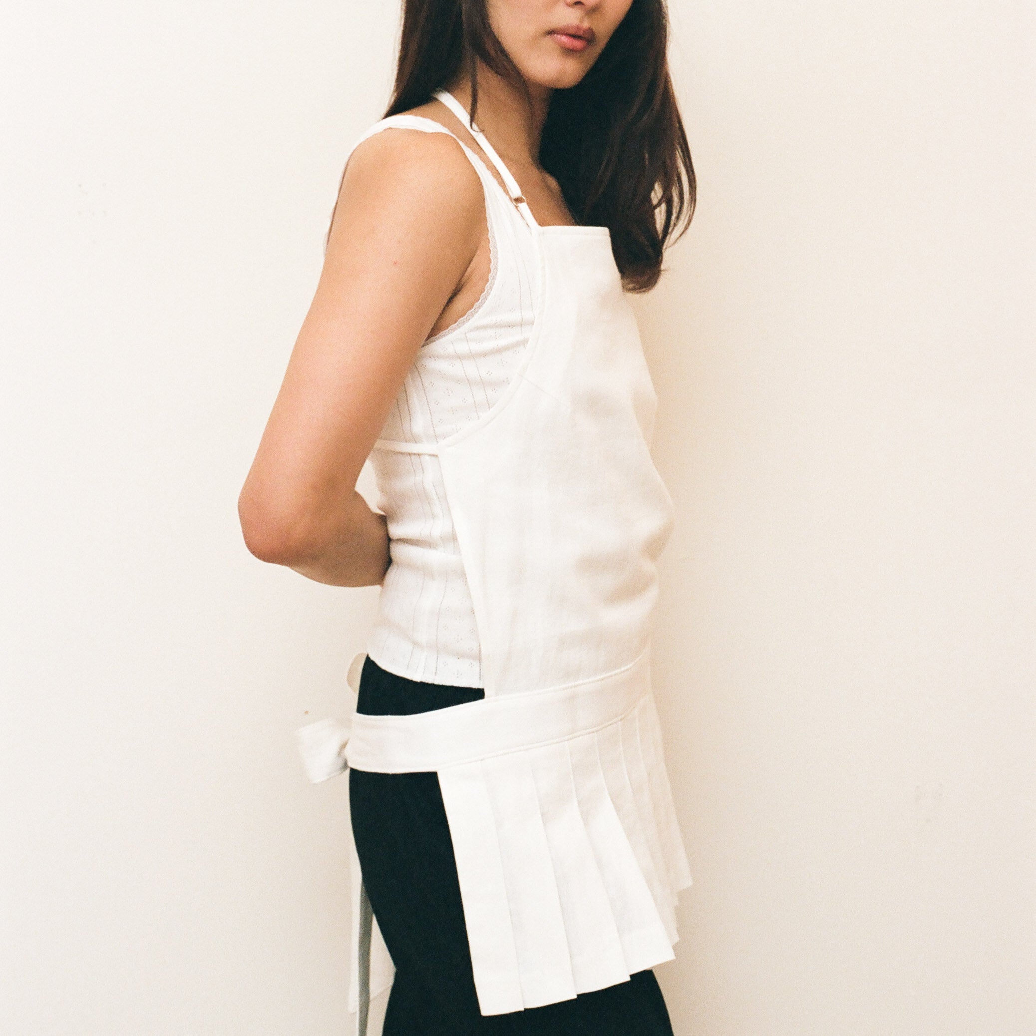 White Pleated Apron