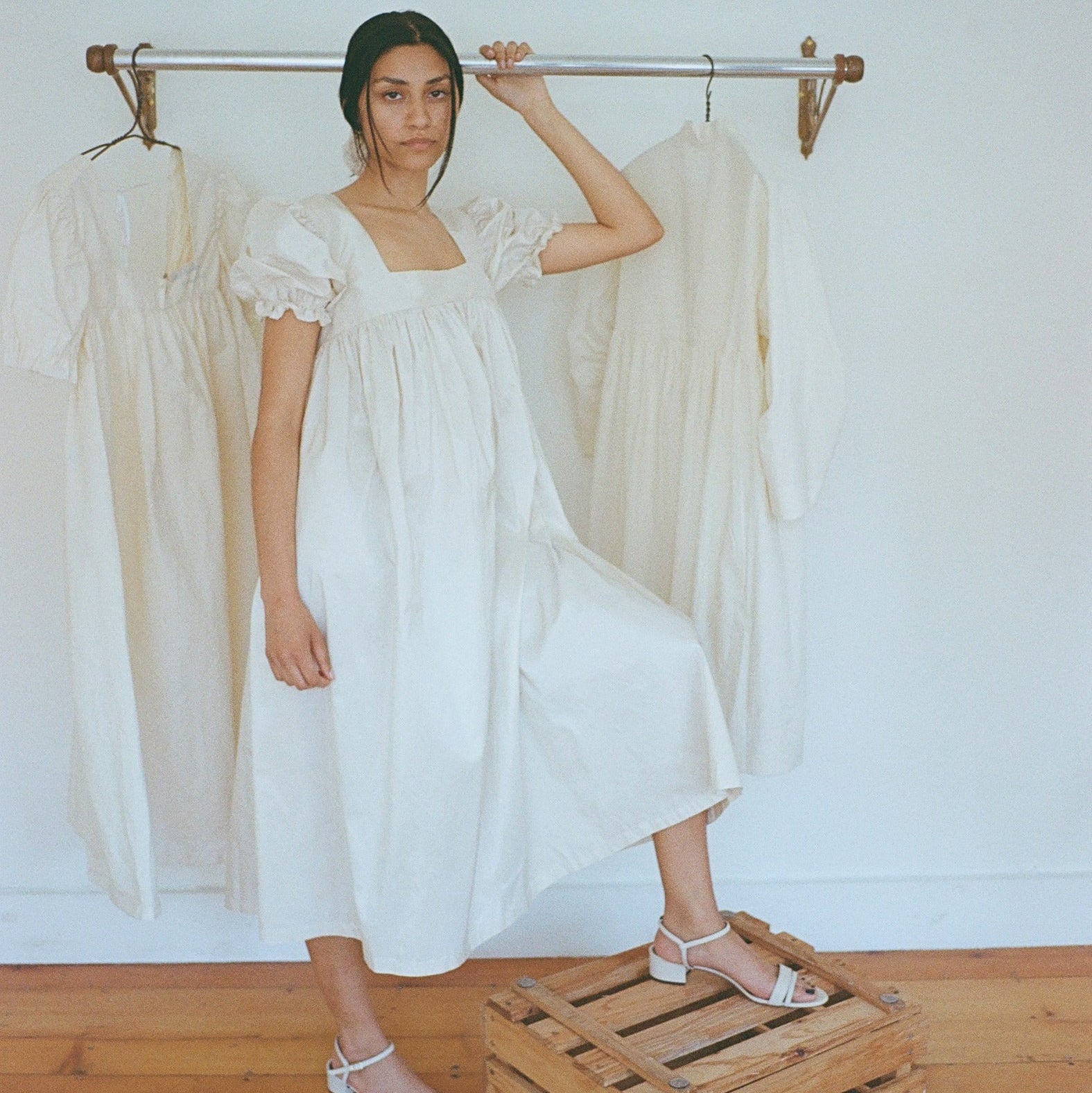 ivory dress silk LONG IVORY DRESS WITH CRISS-CROSS STRAPS