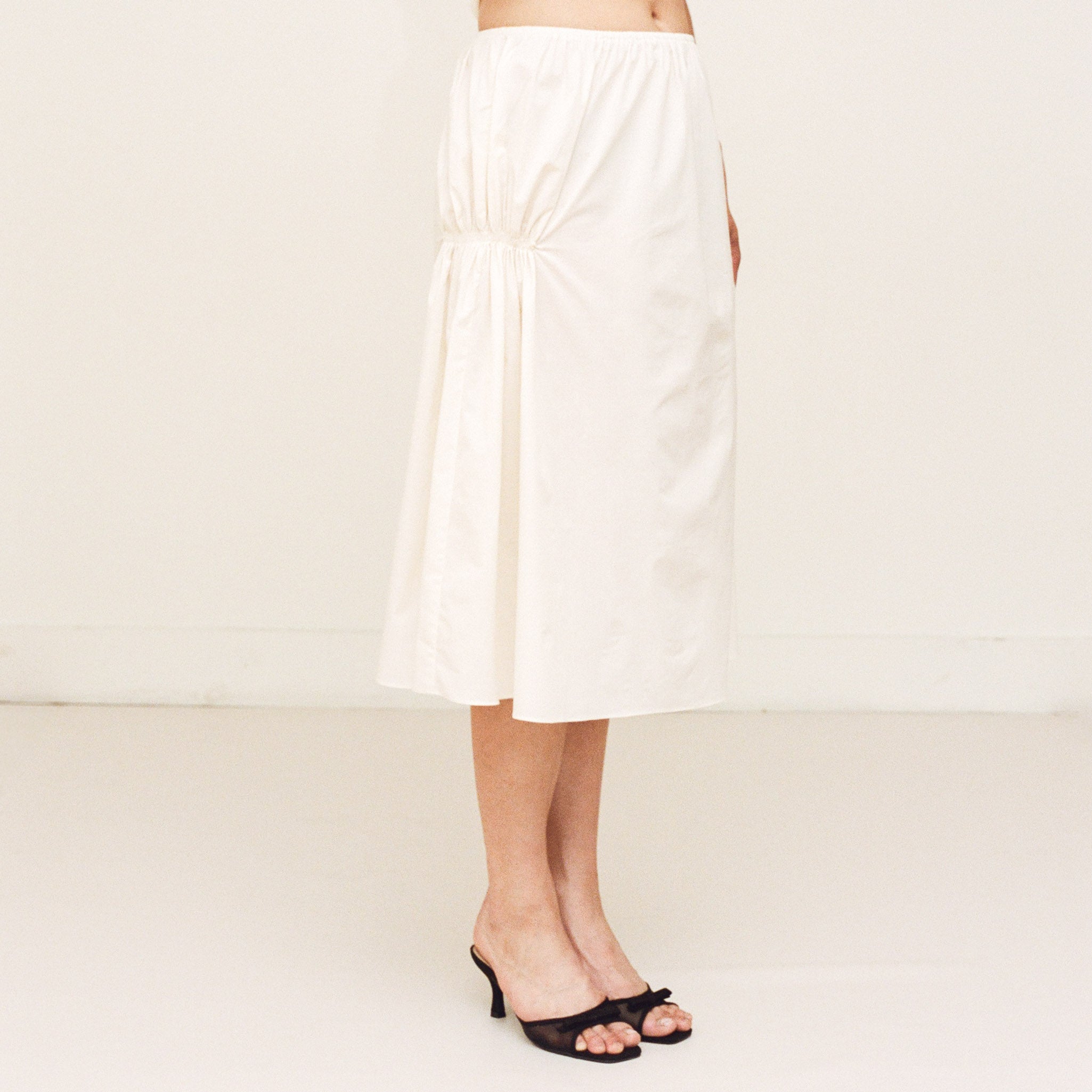 Batiste Cotton Smocked Skirt