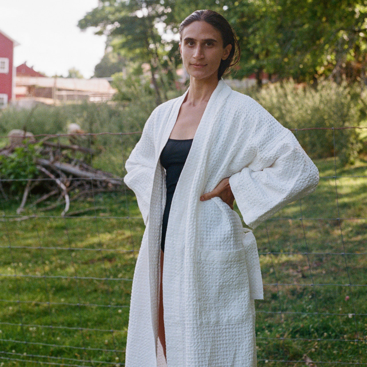 waffle dressing gown cotton Parachute Waffle Robe in White