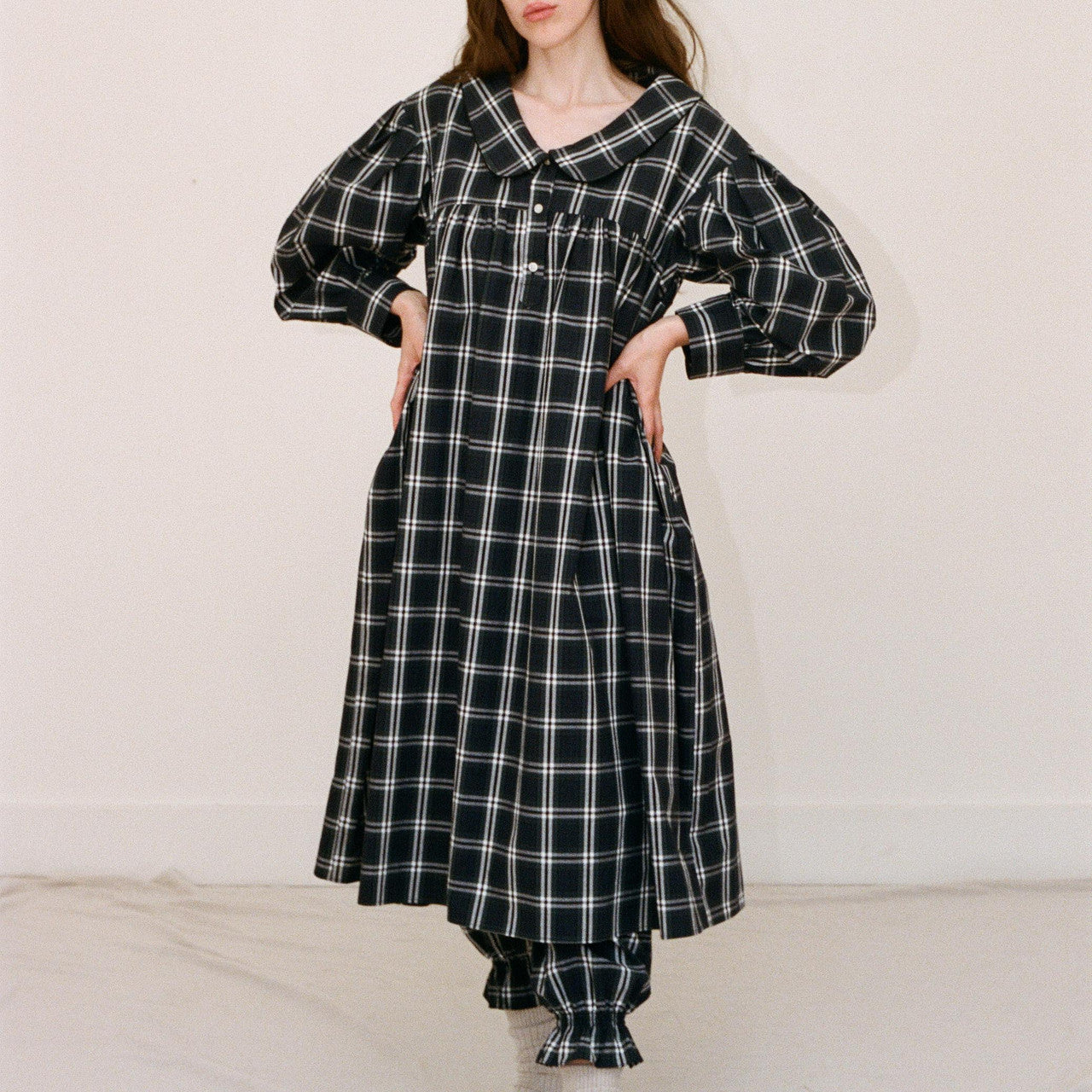 Heights Tartan Cotton Piped Collar Daydress (30% off)