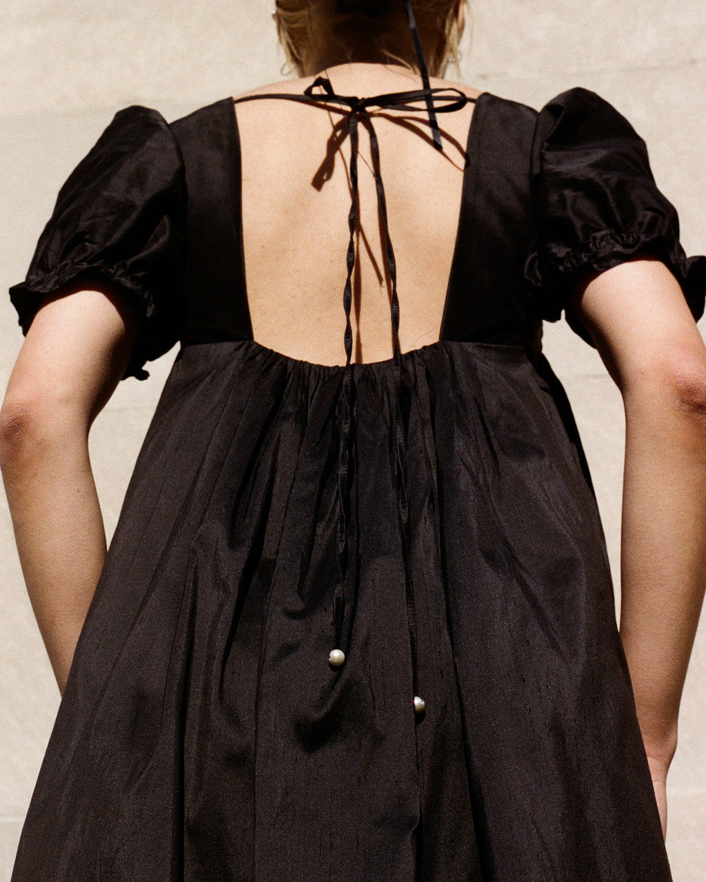 Black Silk Tie-Back Dress