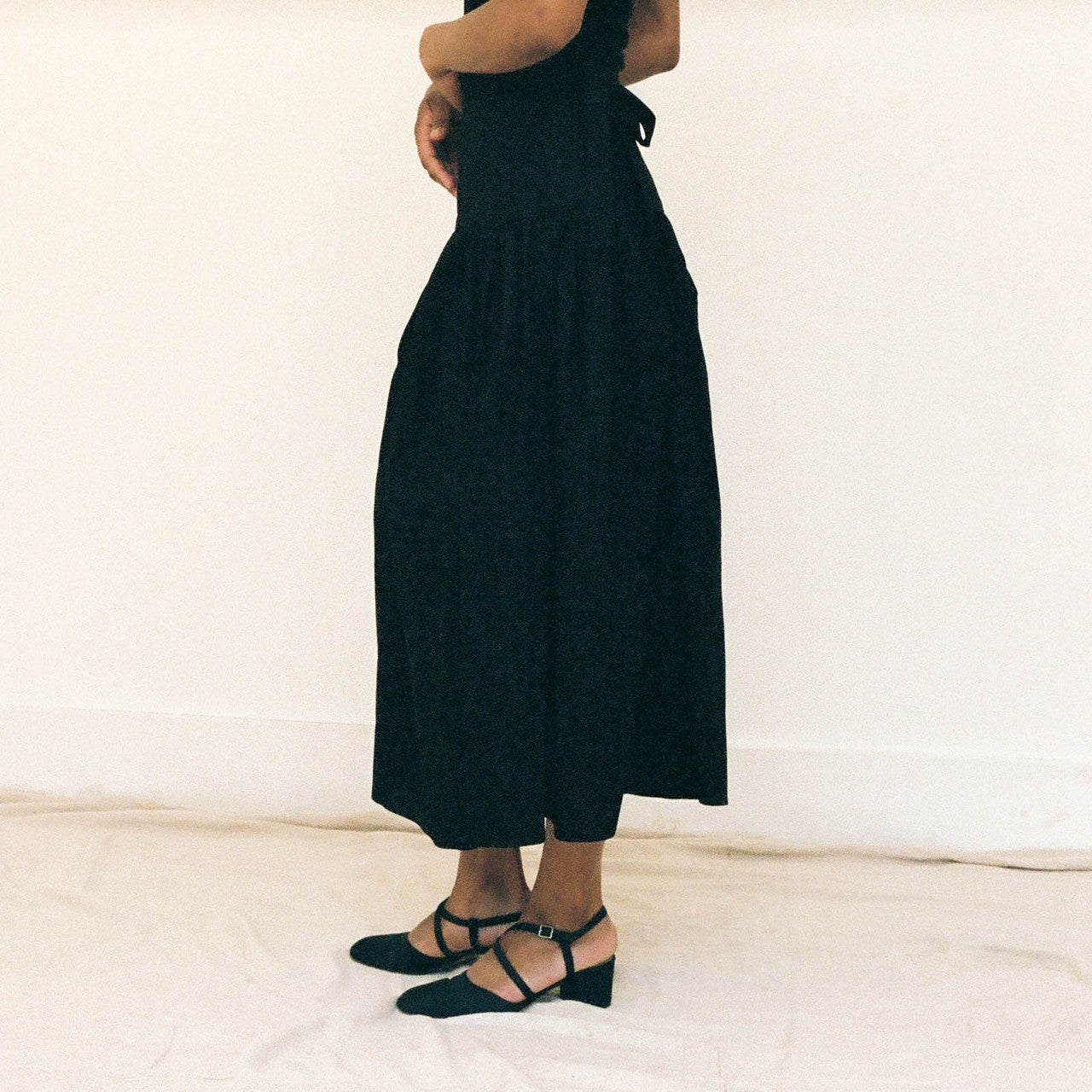 Black Cotton Wrap Skirt