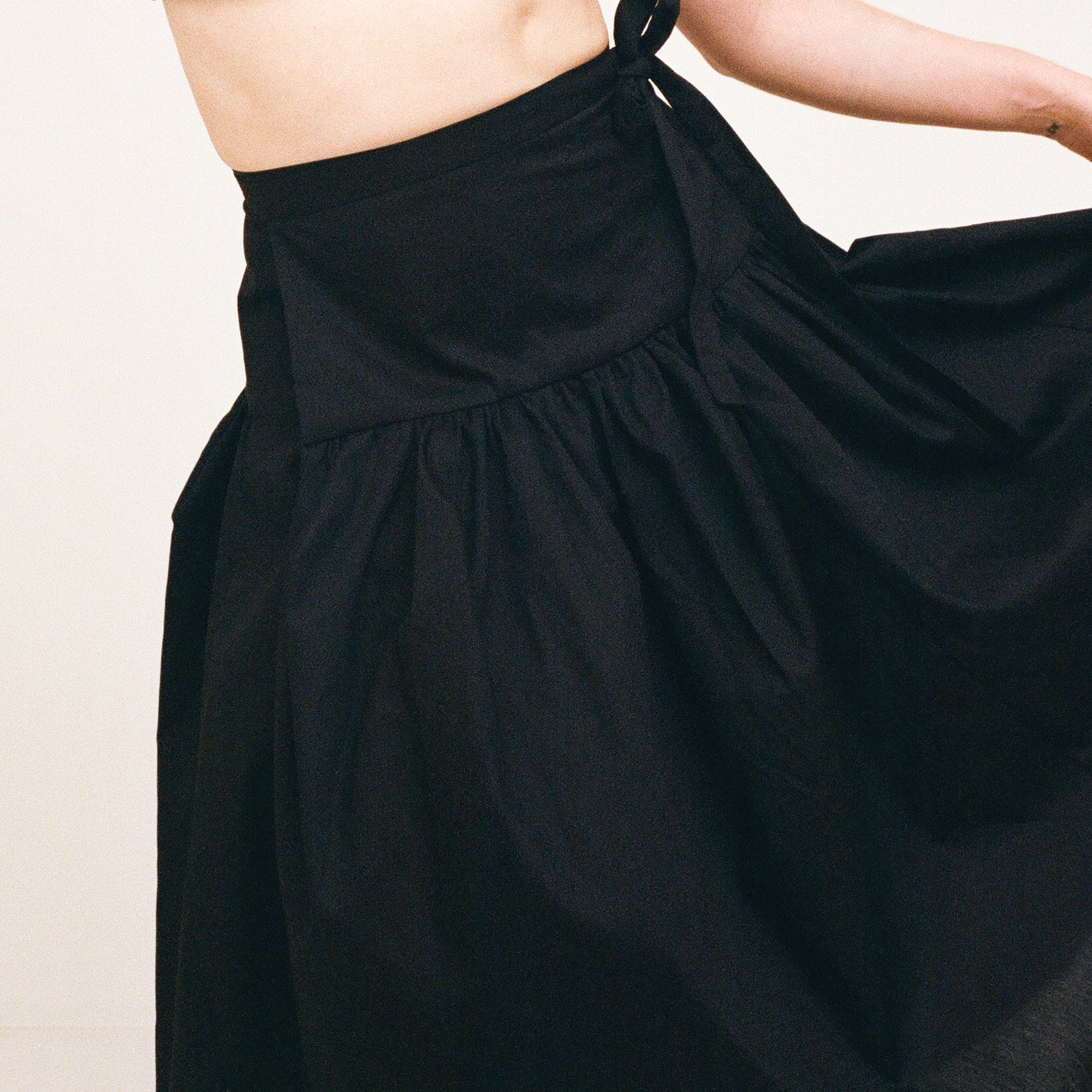 Black Cotton Wrap Skirt