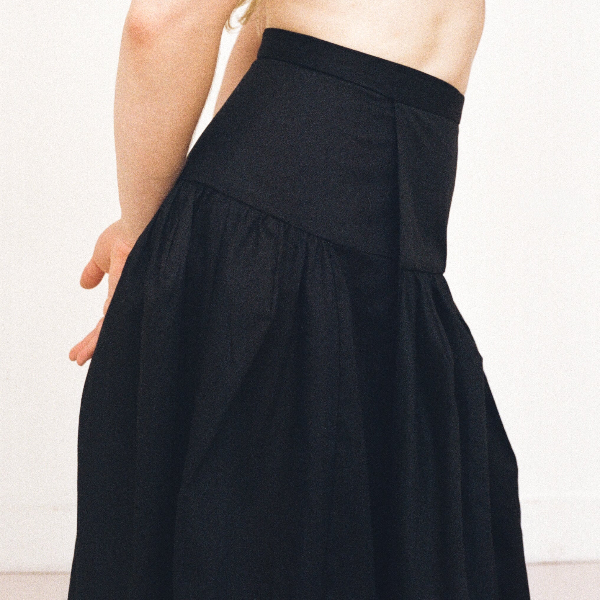 Black Cotton Wrap Skirt