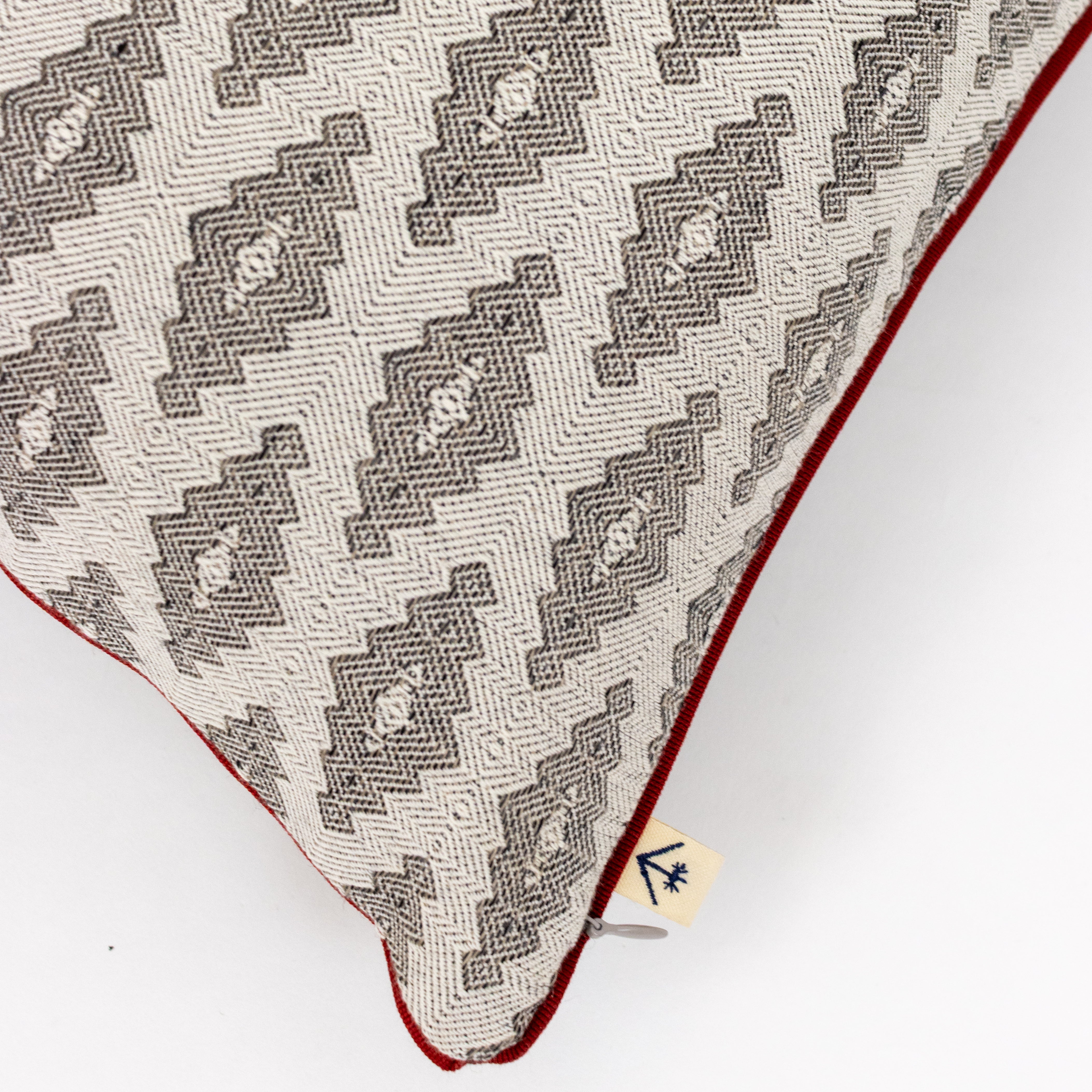 Grey Jacquard Woven Cushion