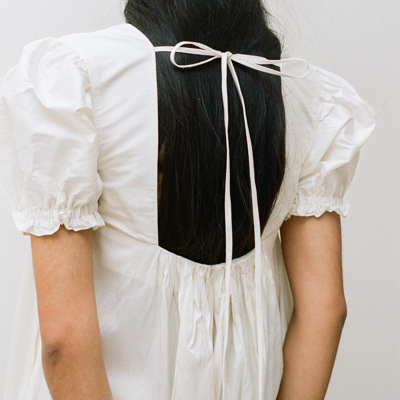 Ivory Silk Tie-Back Dress