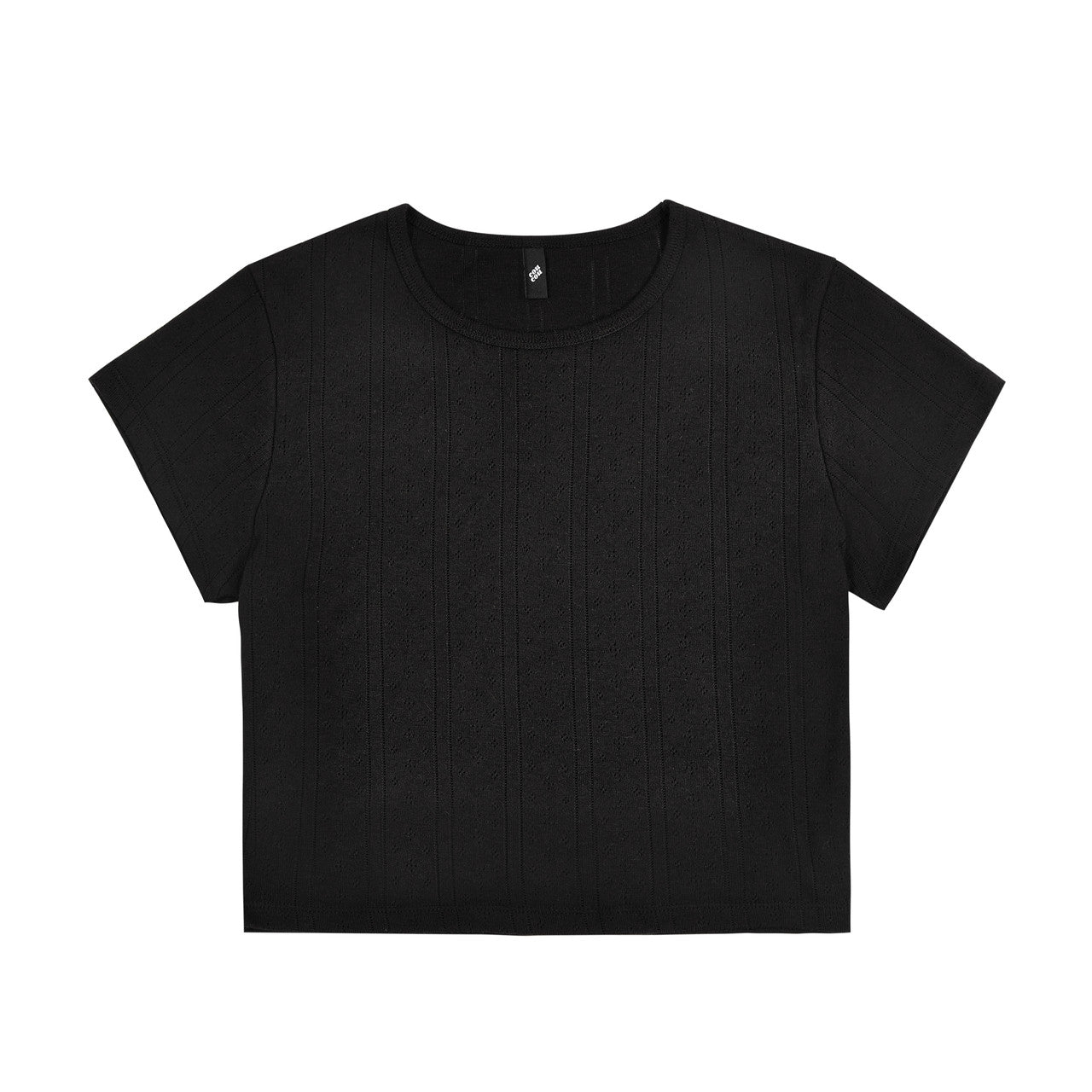 Cou Cou Black Baby Tee Pointelle