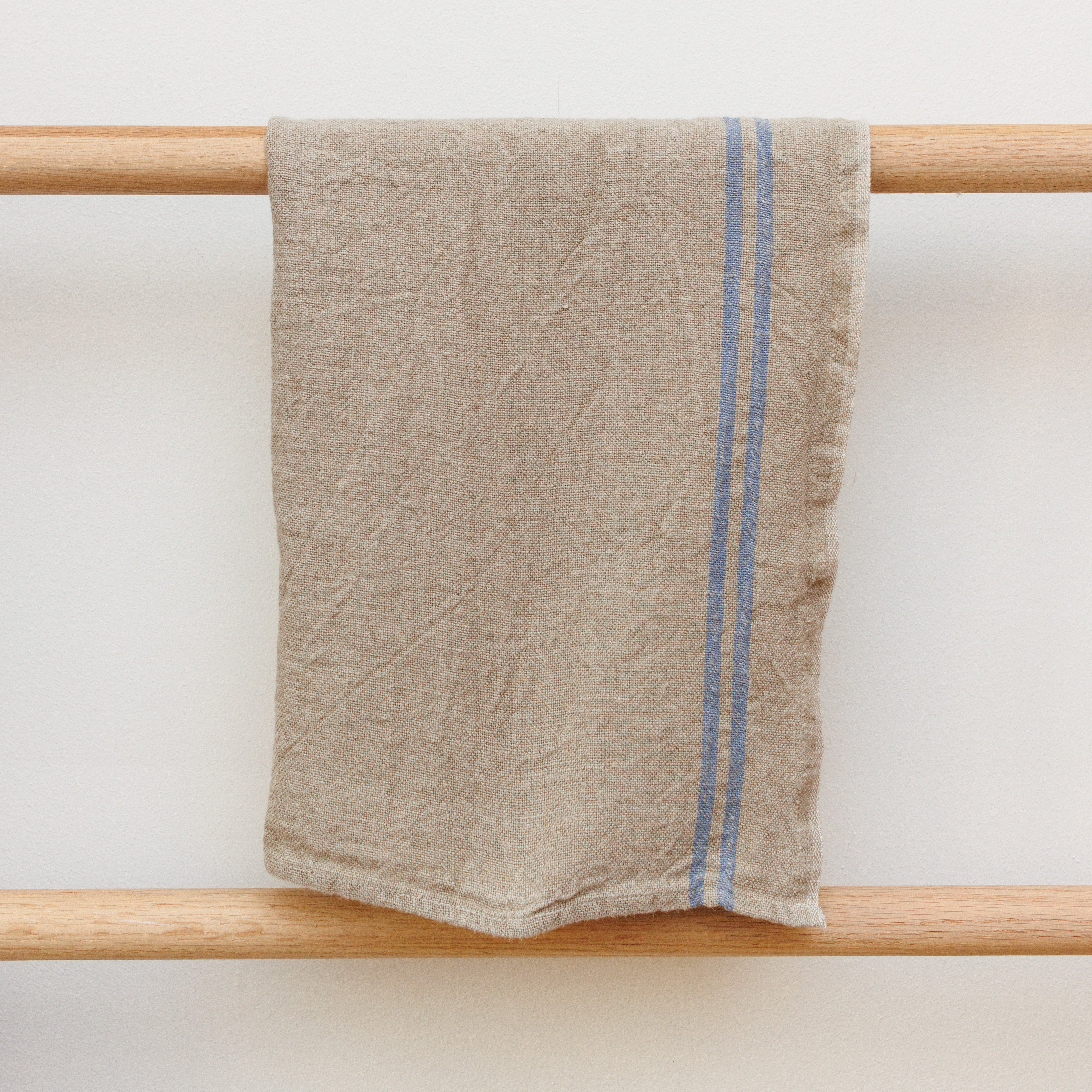 French Linen Tea Towel Blue