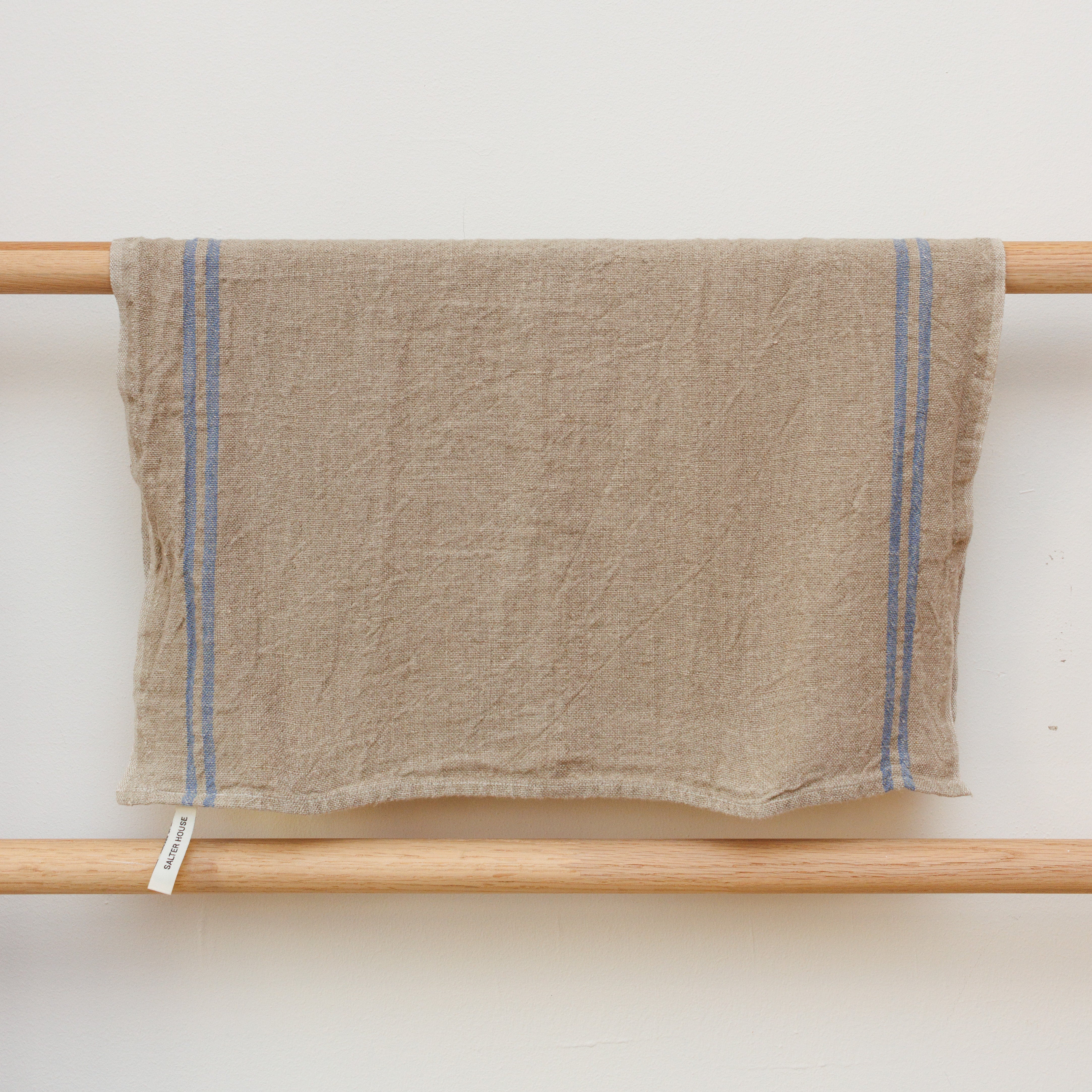 French Linen Tea Towel Blue