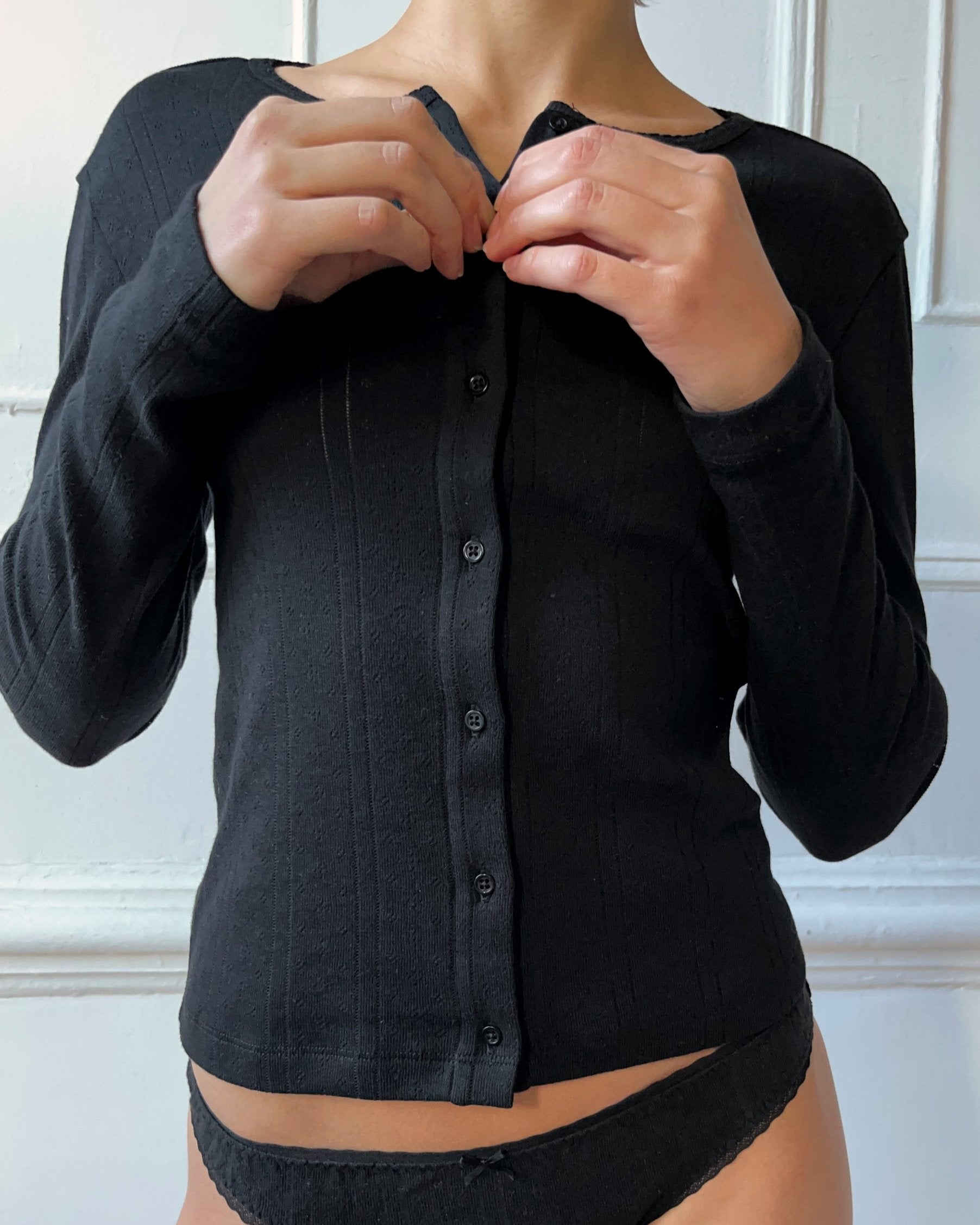 Cou Cou Black Cotton Cardigan