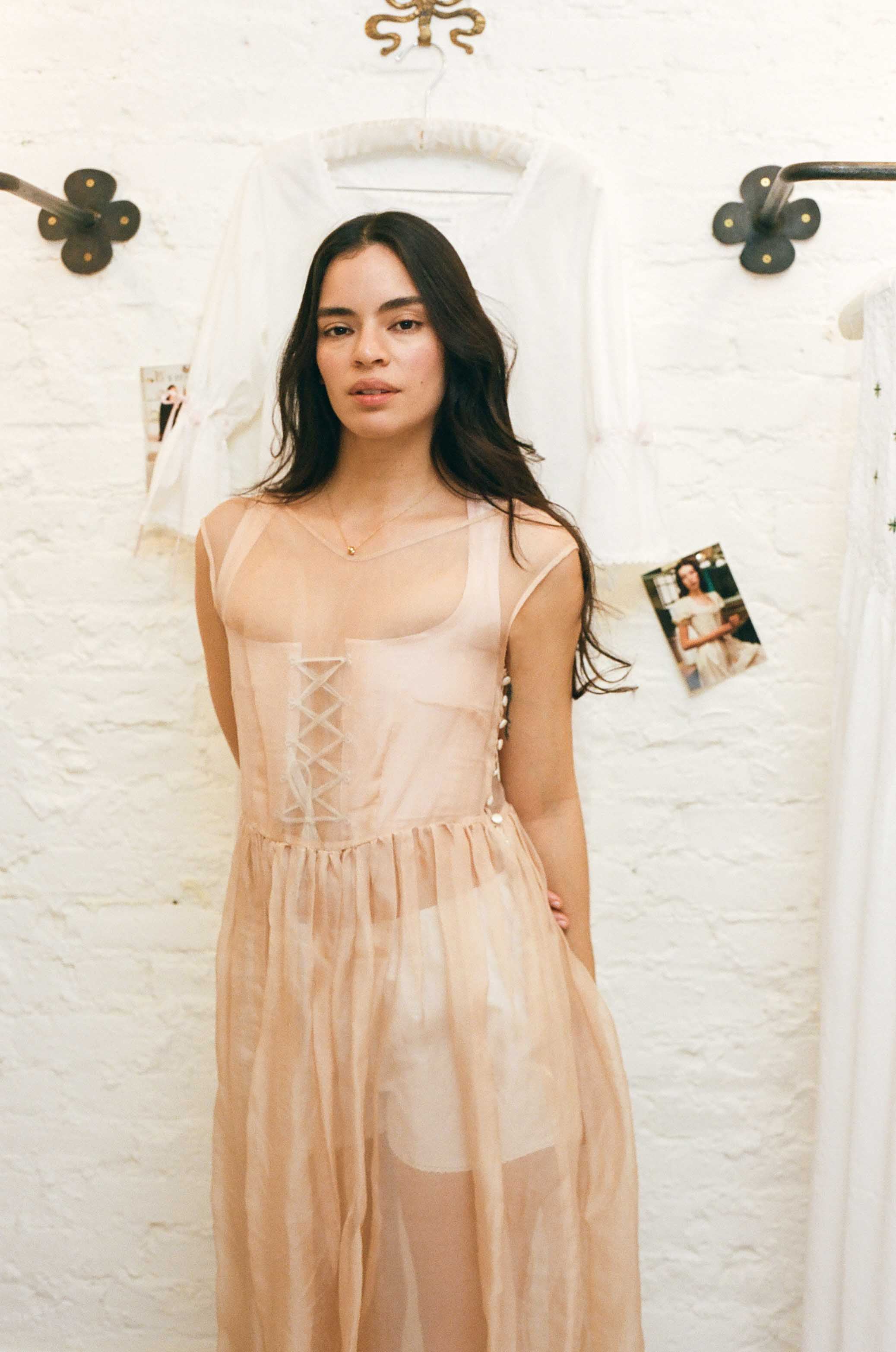 Apricot Organza Ghost Dress