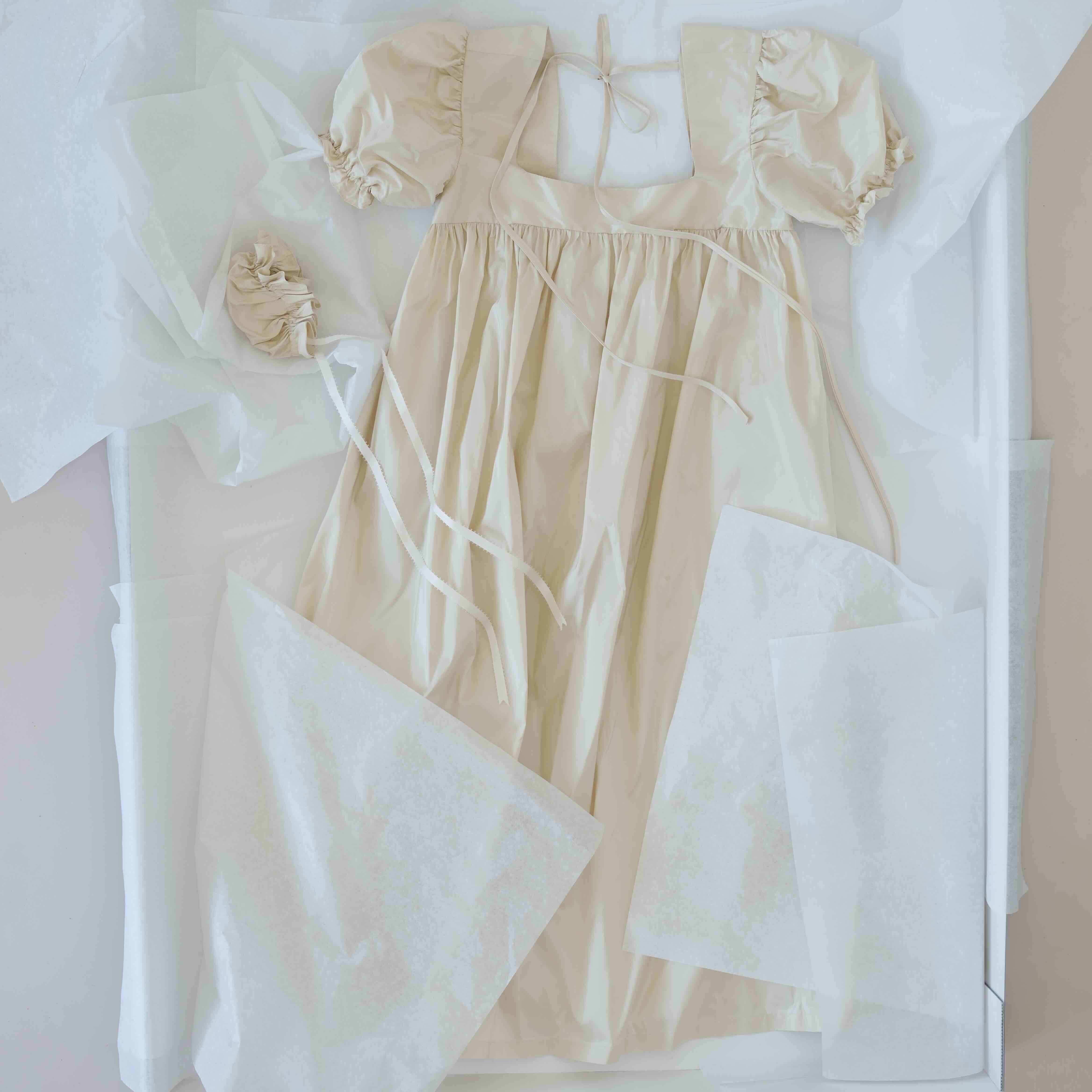 Ivory Silk Taffeta Tie-Back Dress