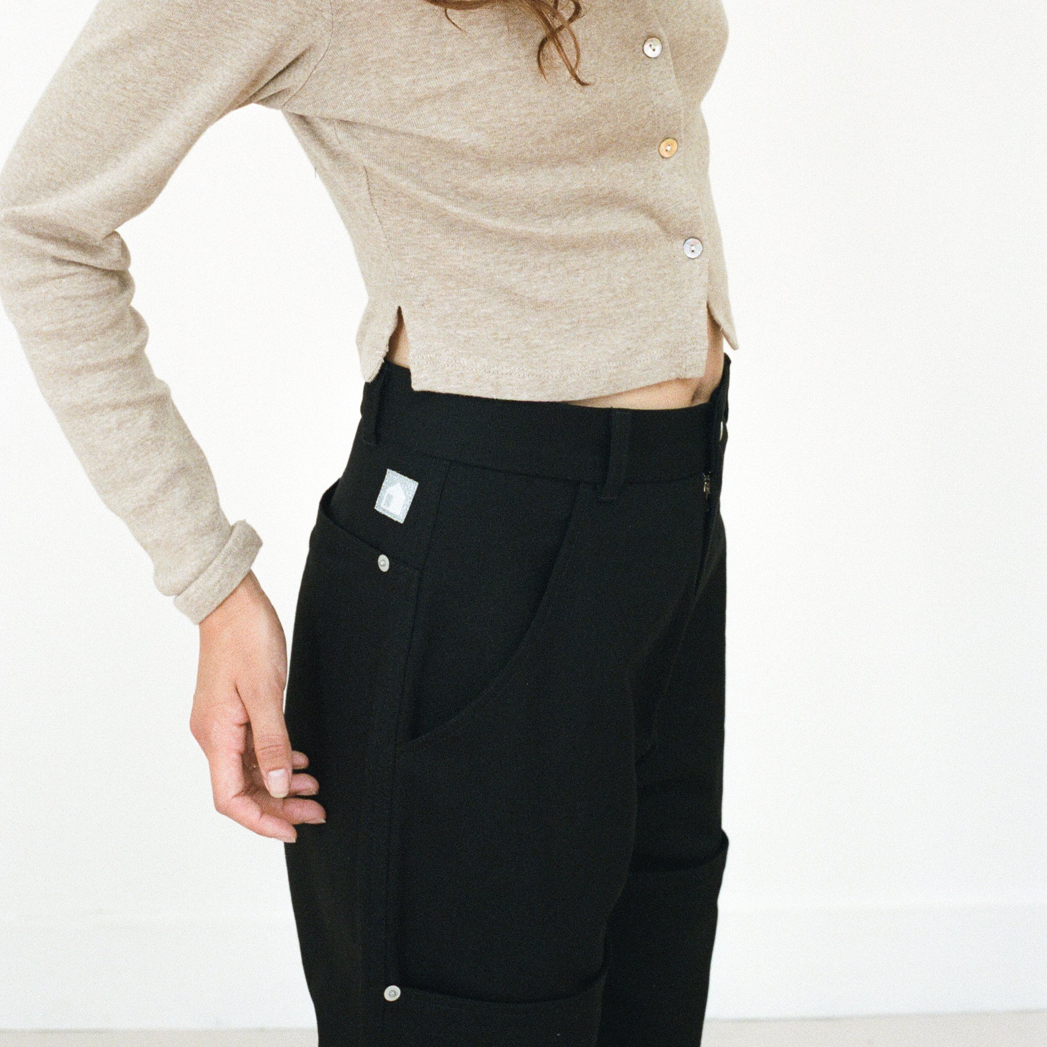 Black Deep-Pocket Work Pants