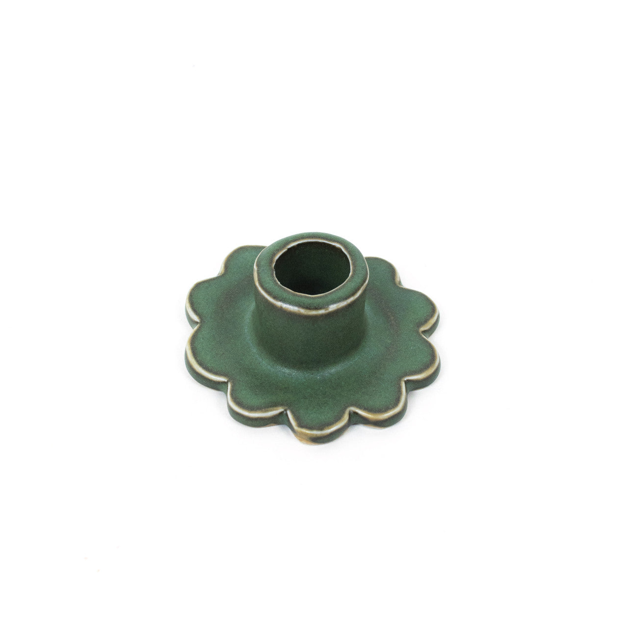 SDM Scalloped Green Candle Holder