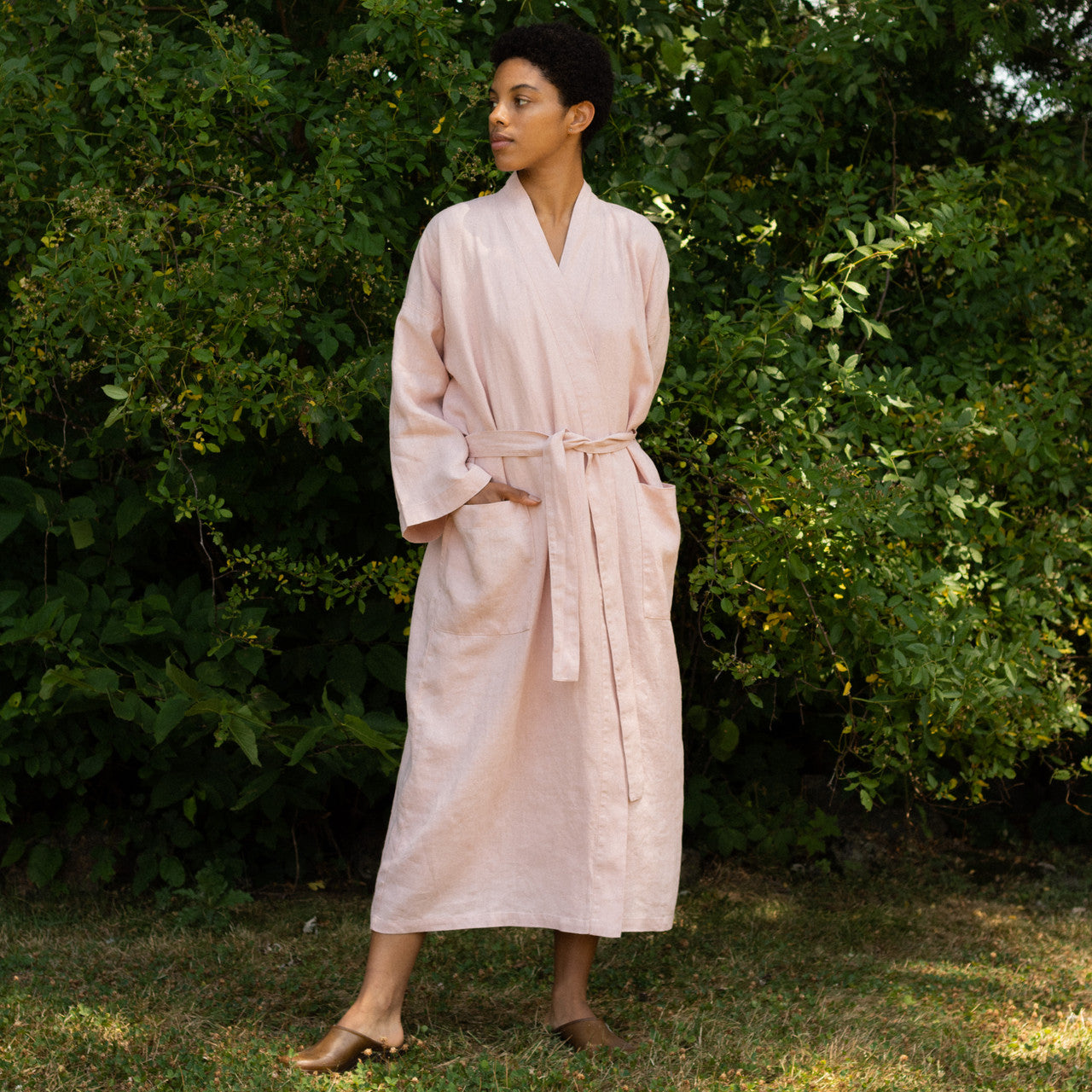 Linen Robe, Misty Rose Misty Rose, Large Linen Robe, Misty Rose Misty Rose, Large