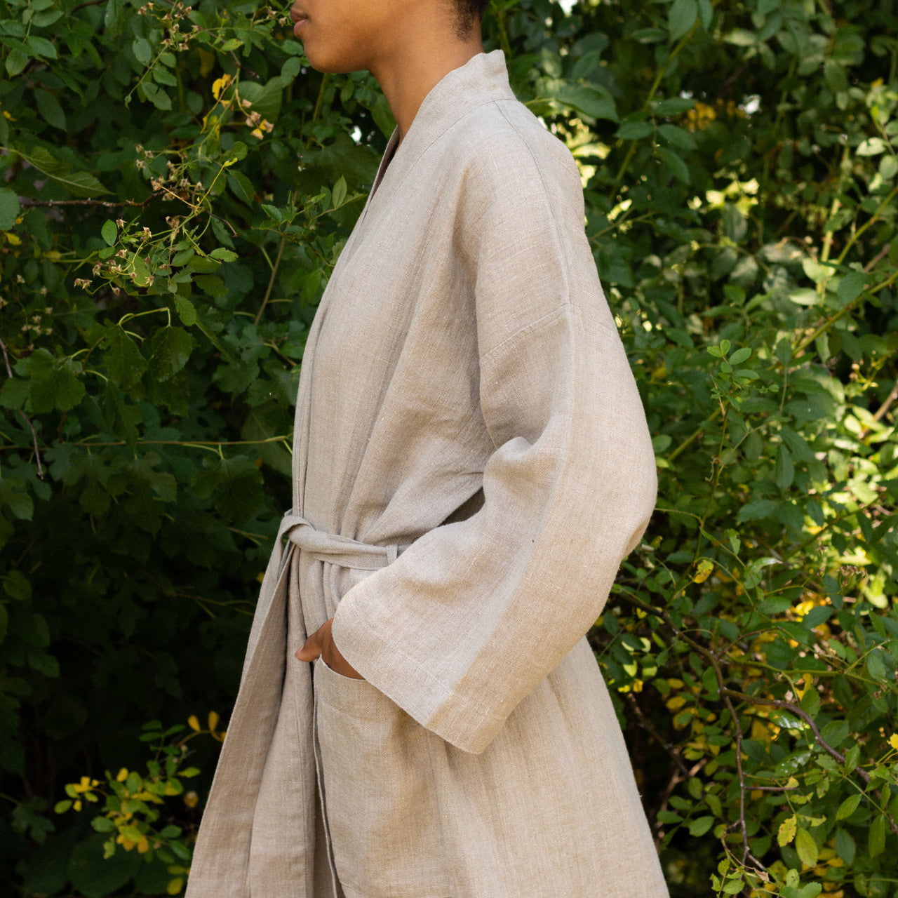 Linen Robe, Natural Natural, Large Linen Robe, Natural Natural, Large