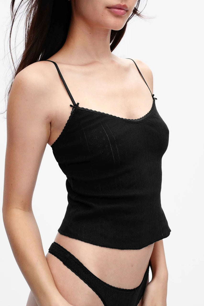 Cou Cou Black Picot Long Tank