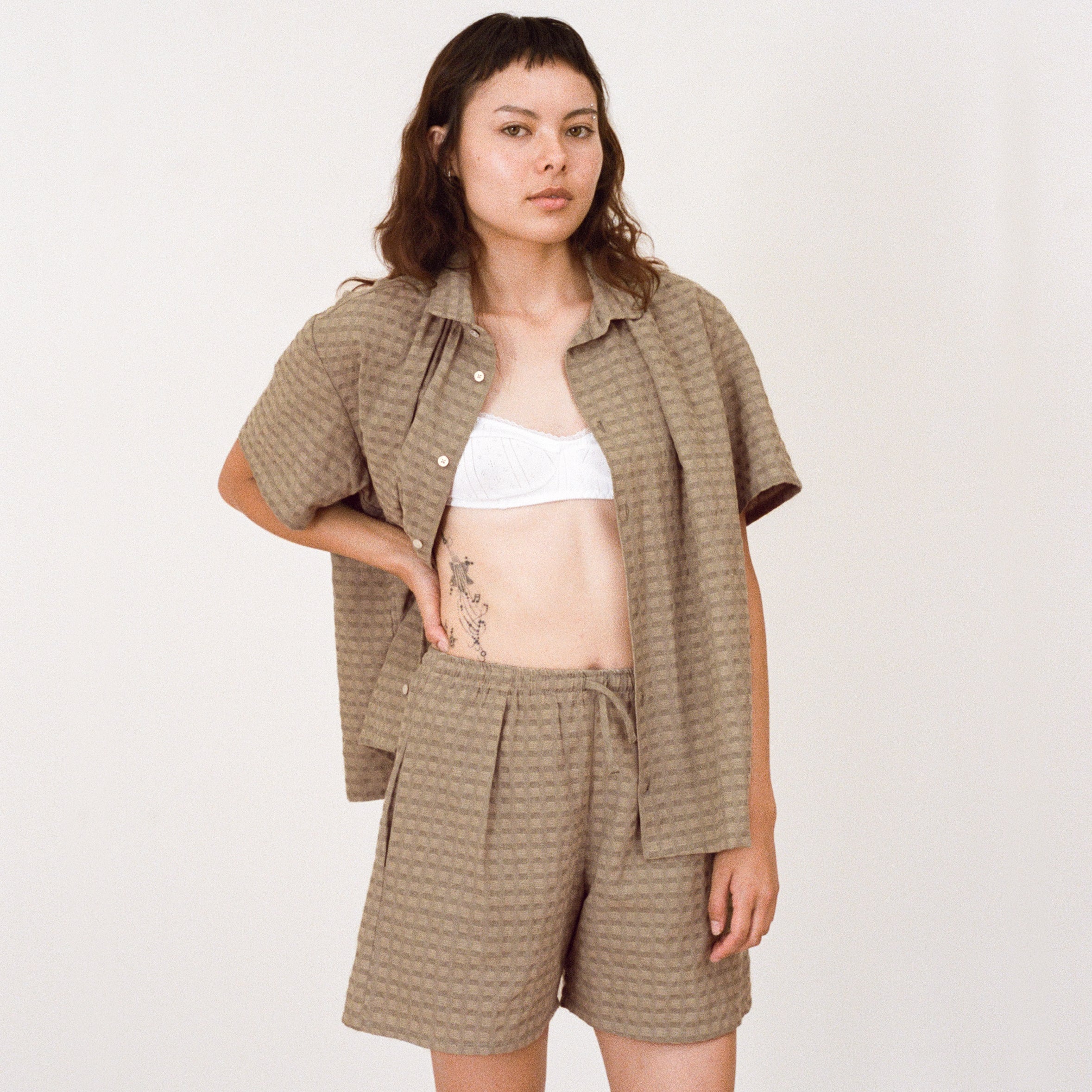 Mud Short Sleeve Shirred Shirt