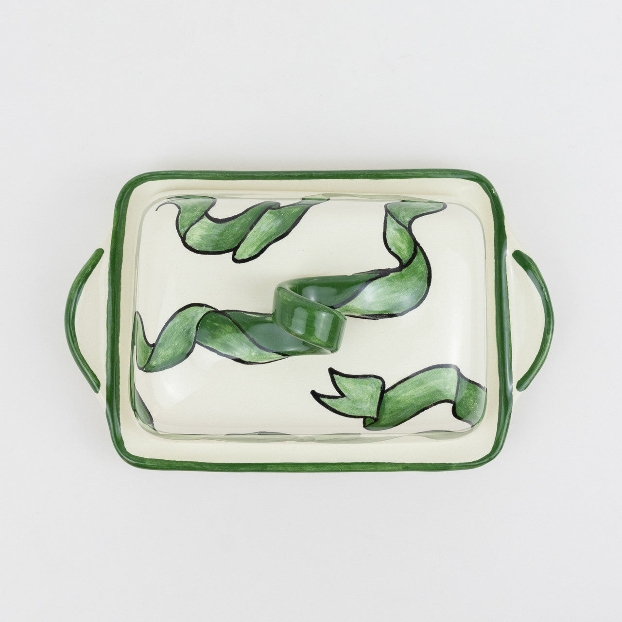 Olive & Ribbon Butter Dish