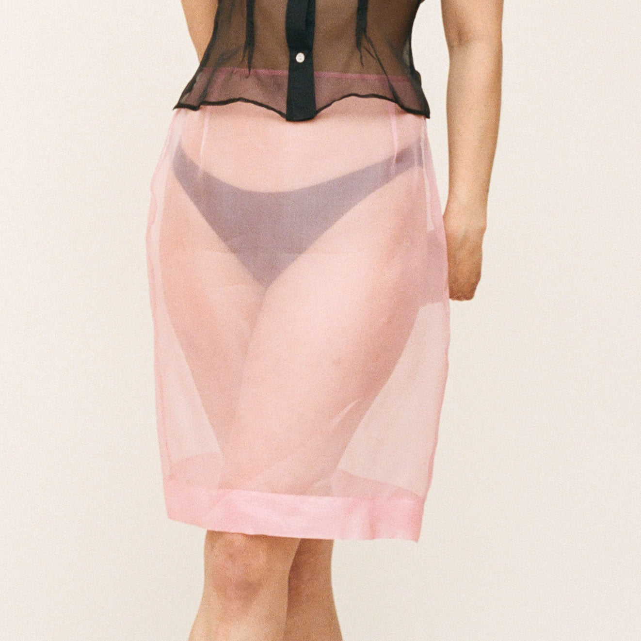 Pink Organza Pencil Skirt