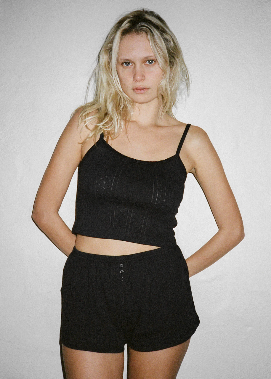 Cou Cou Black Picot Short Tank