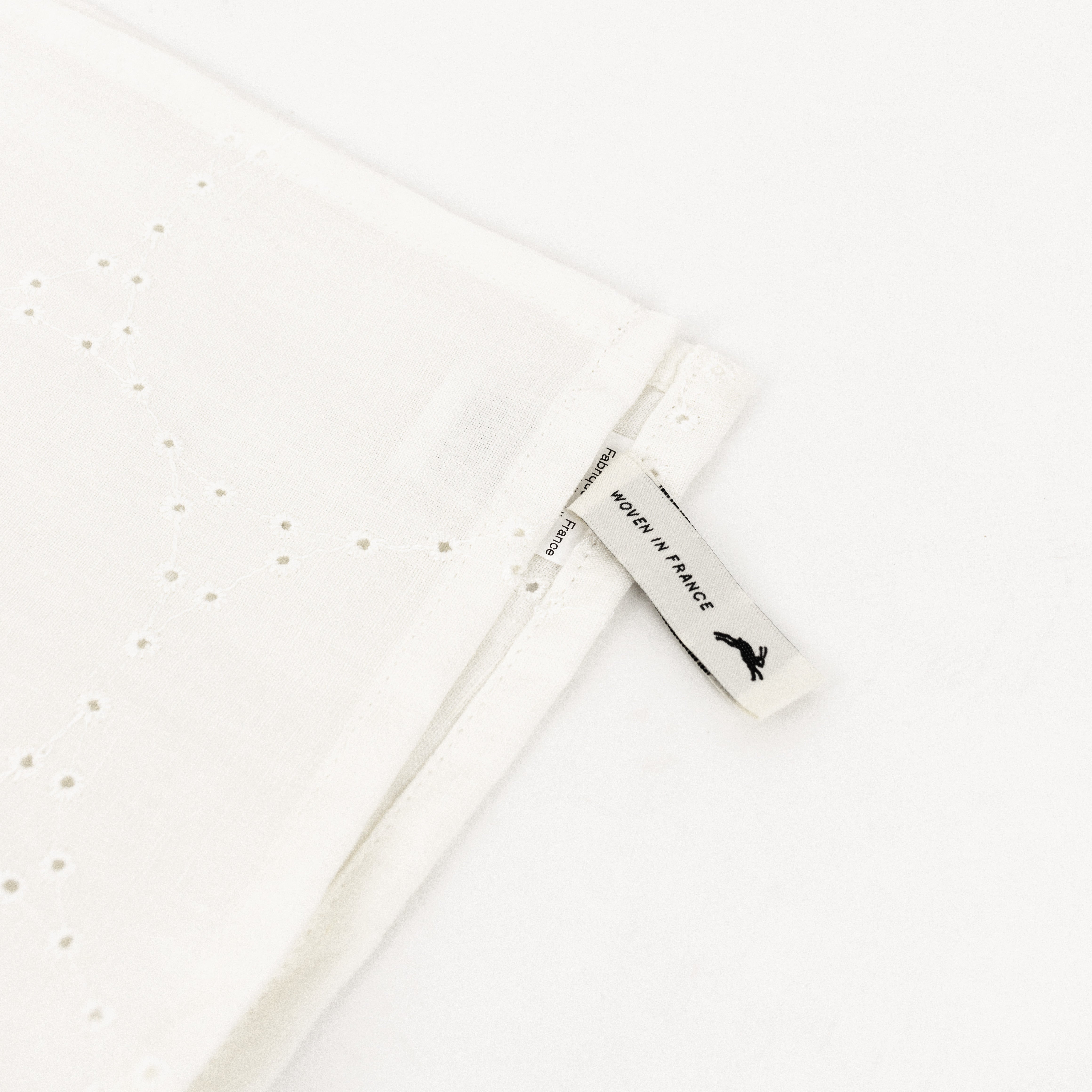 White Eyelet French Linen Napkin