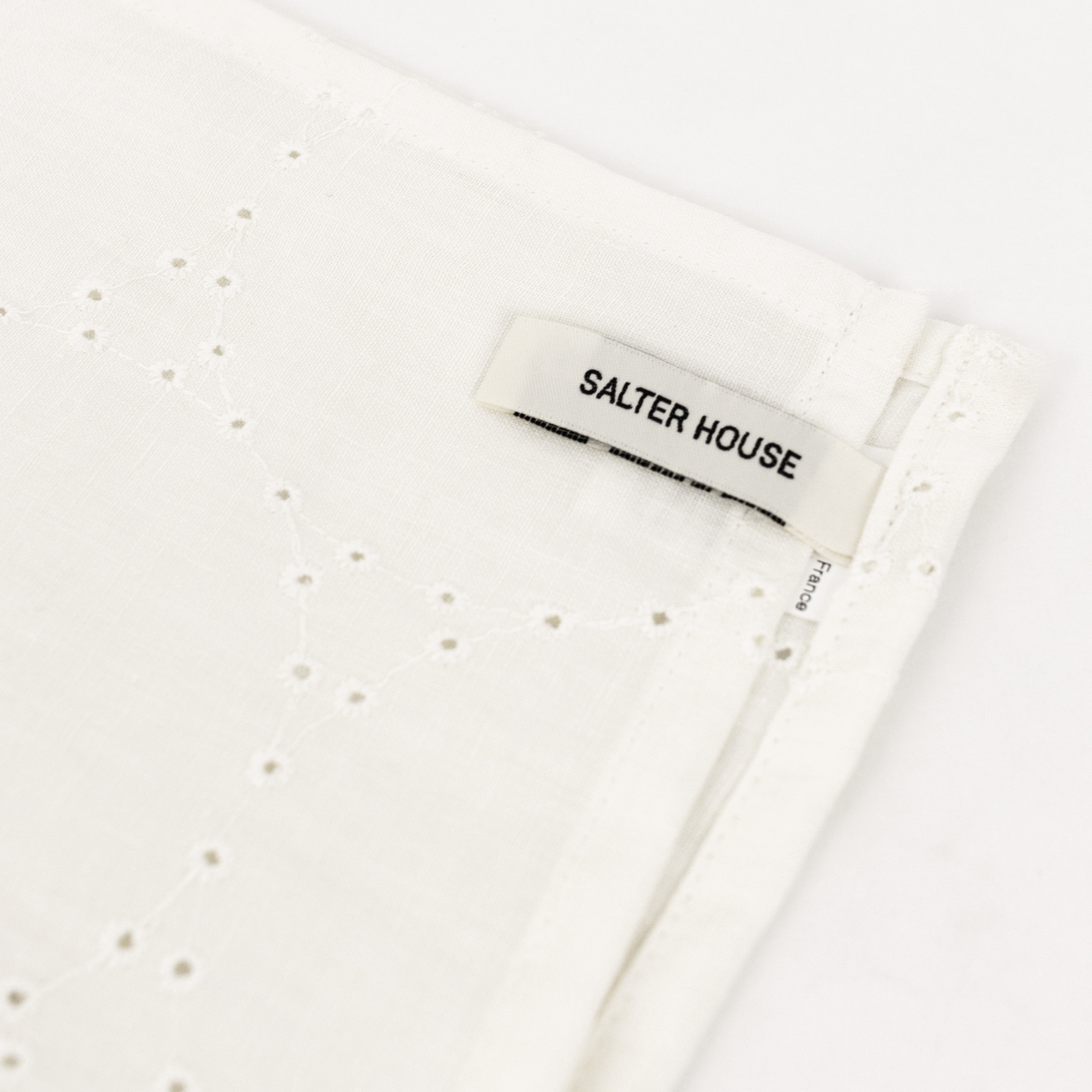 White Eyelet French Linen Napkin