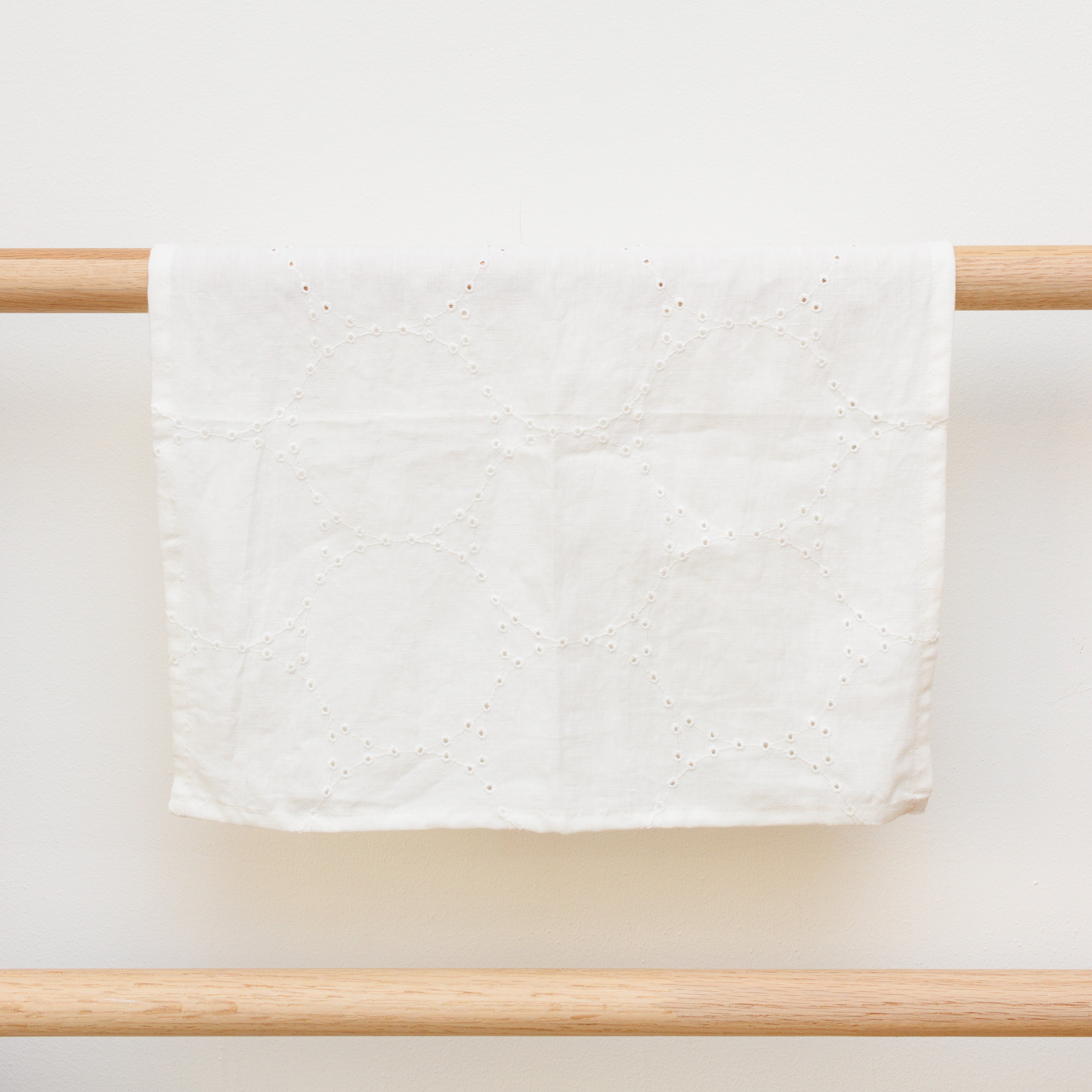 White Eyelet French Linen Napkin