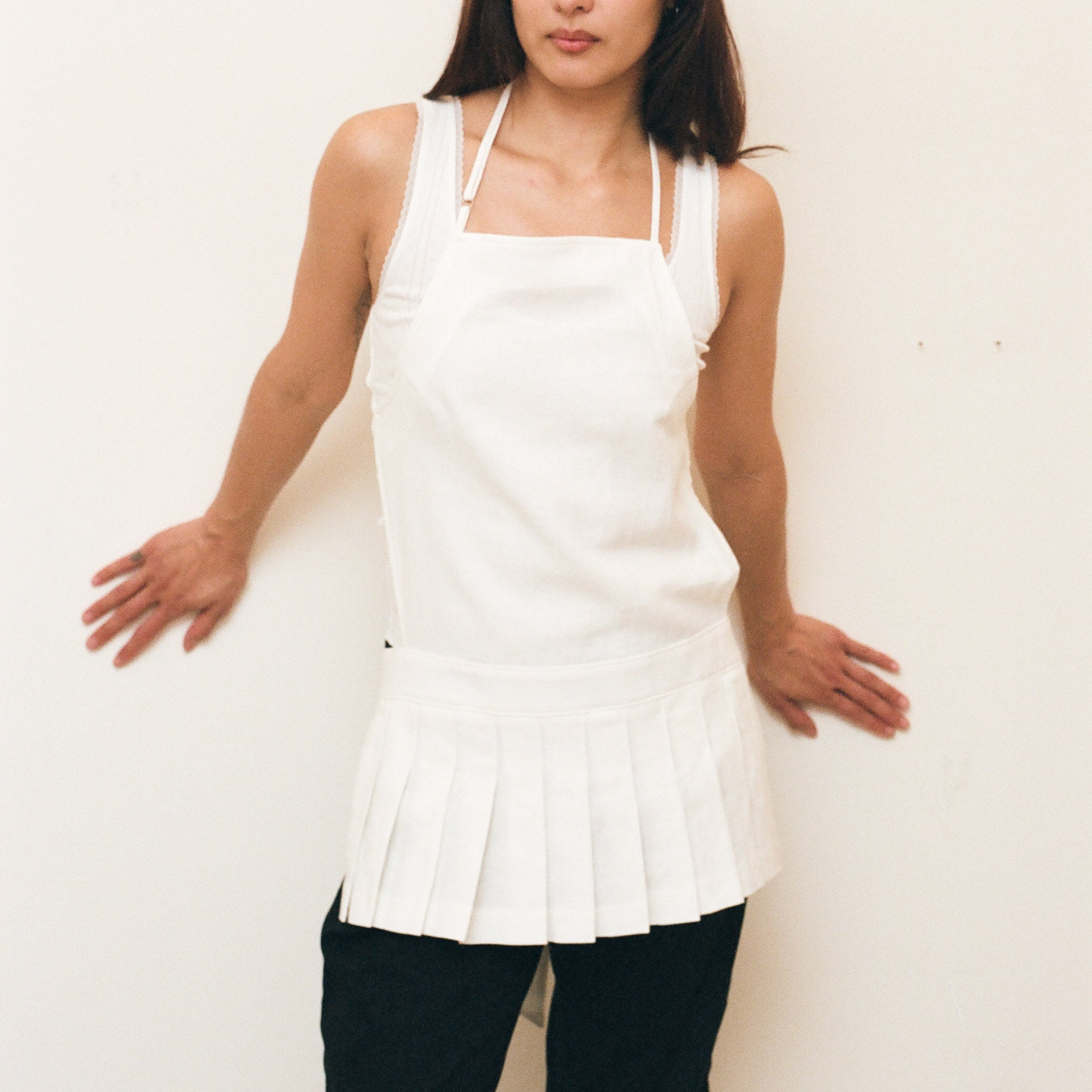 White Pleated Apron