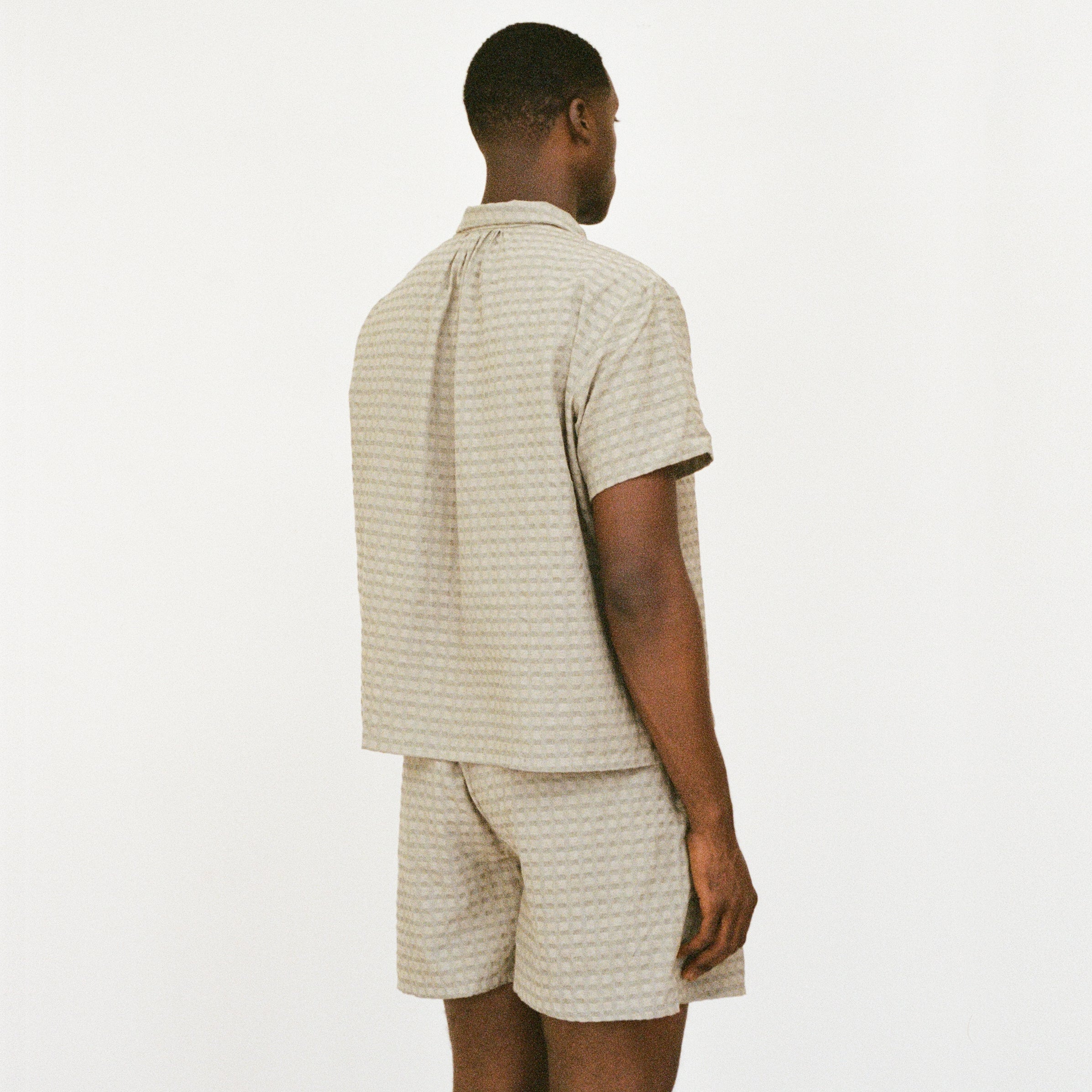 Willow Green Short Sleeve Shirred Shirt