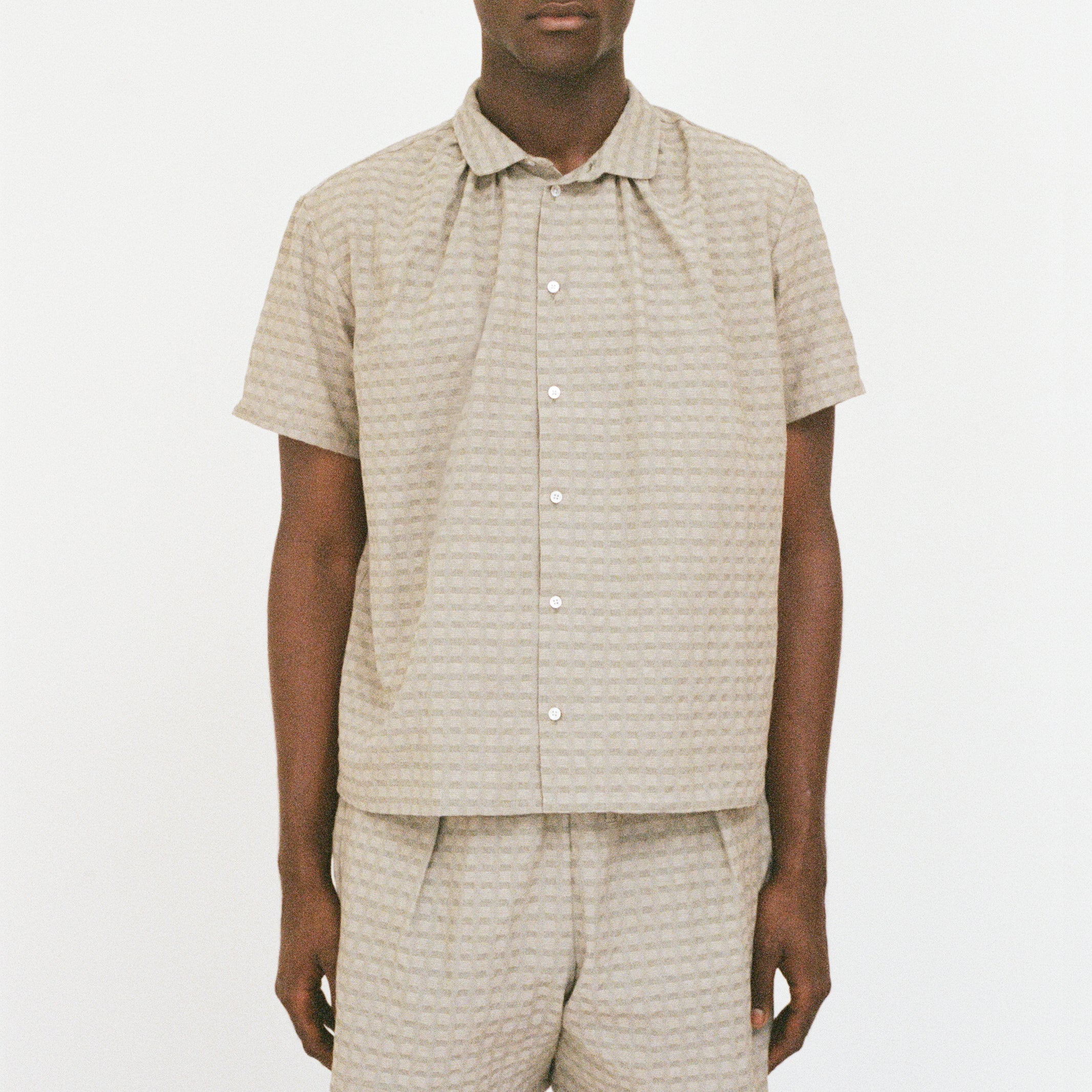 Willow Green Short Sleeve Shirred Shirt