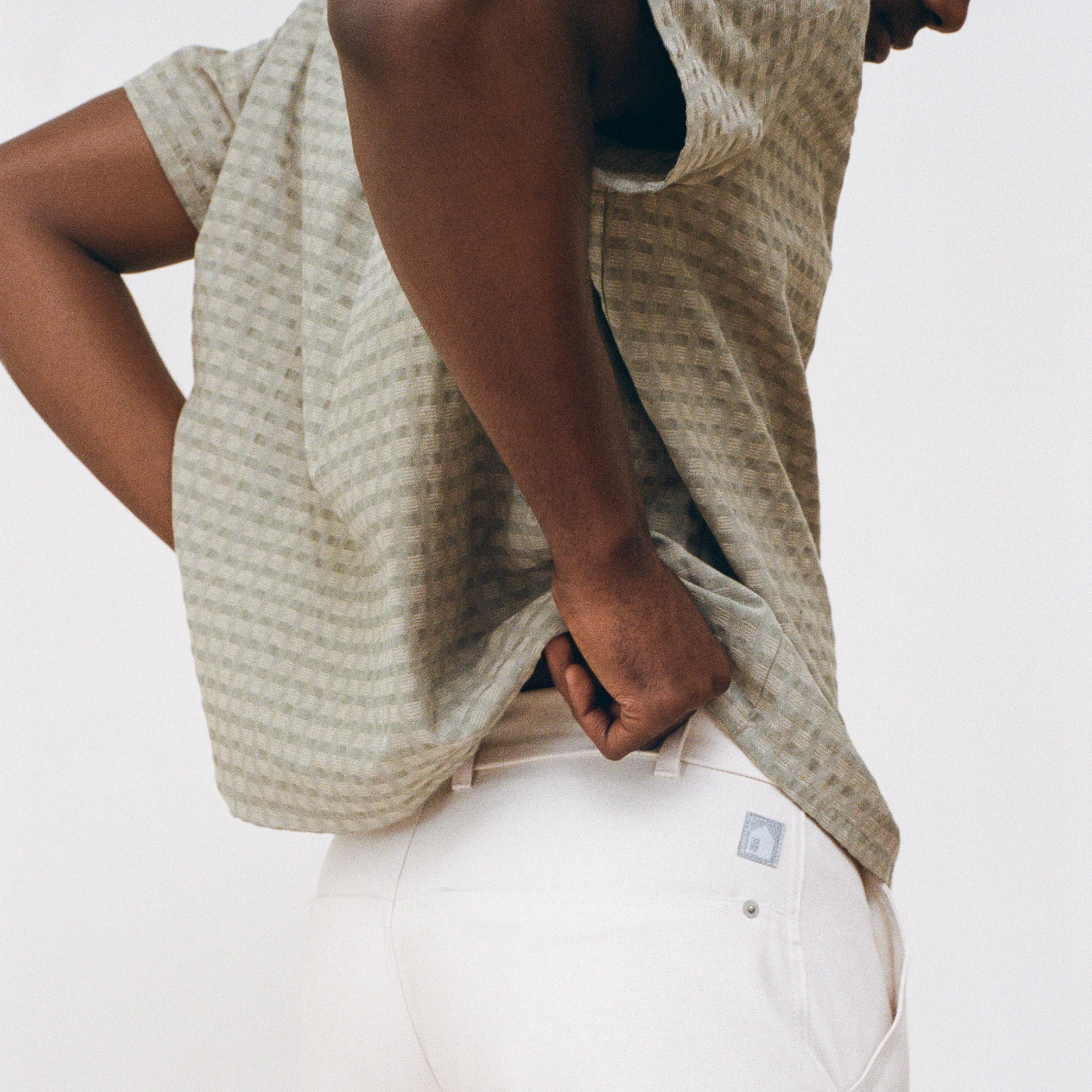 Willow Green Short Sleeve Shirred Shirt