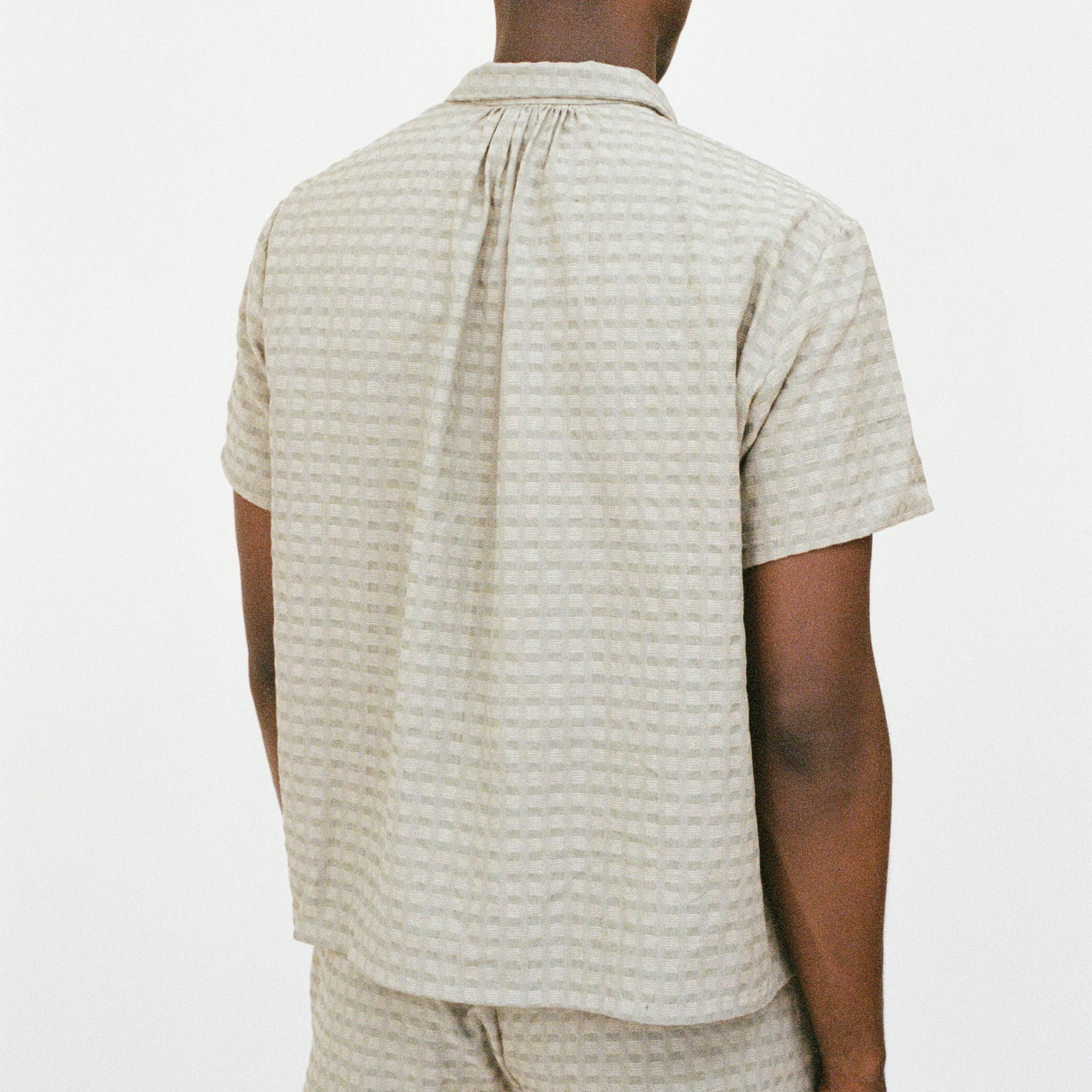 Willow Green Short Sleeve Shirred Shirt