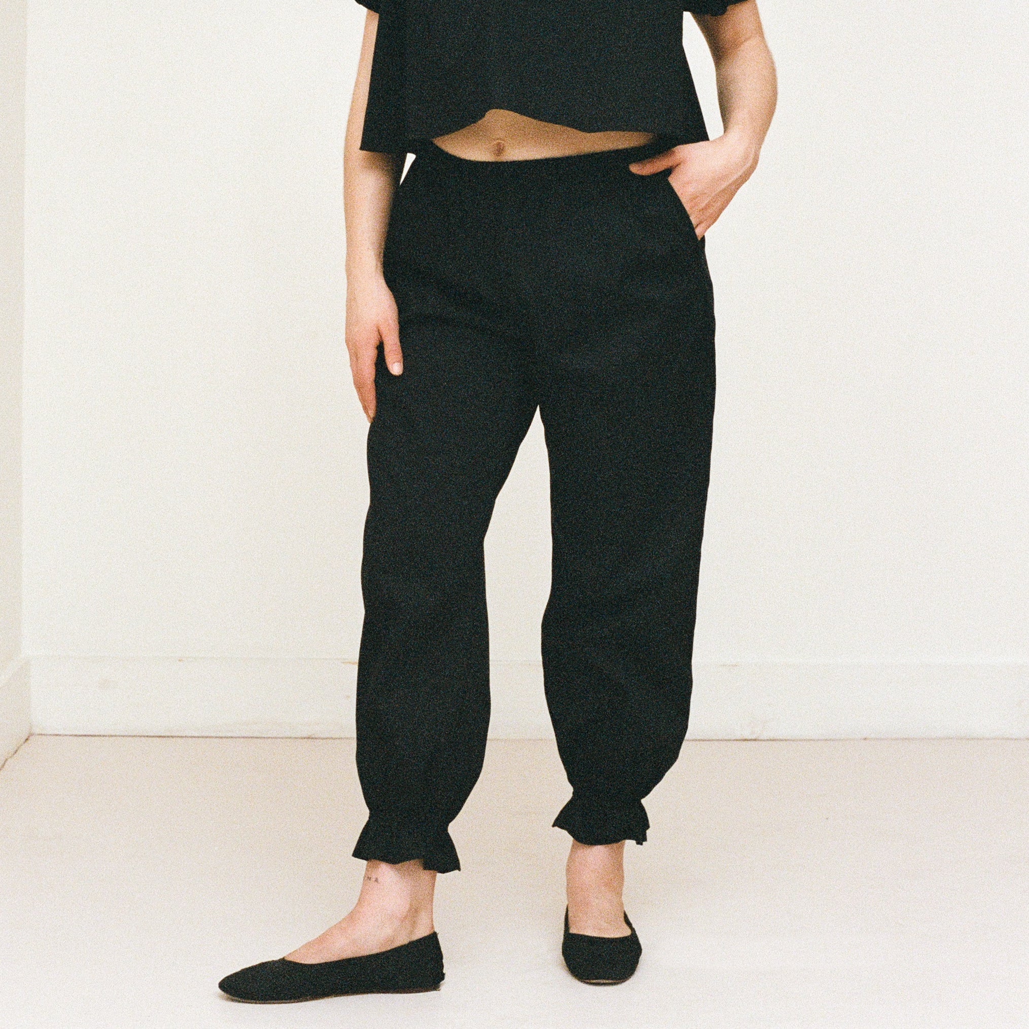 Black Cotton Bloomer Pants