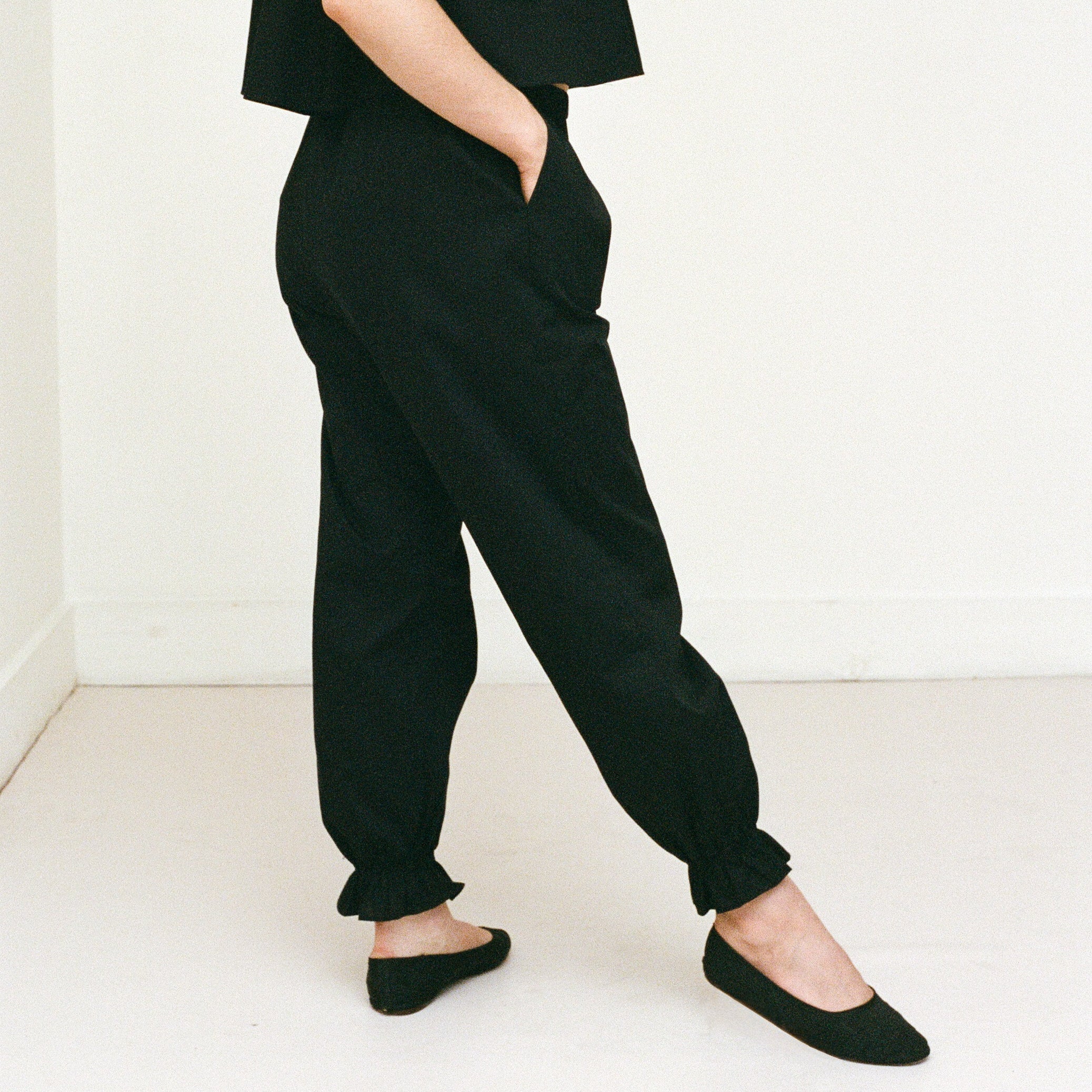 Black Cotton Bloomer Pants
