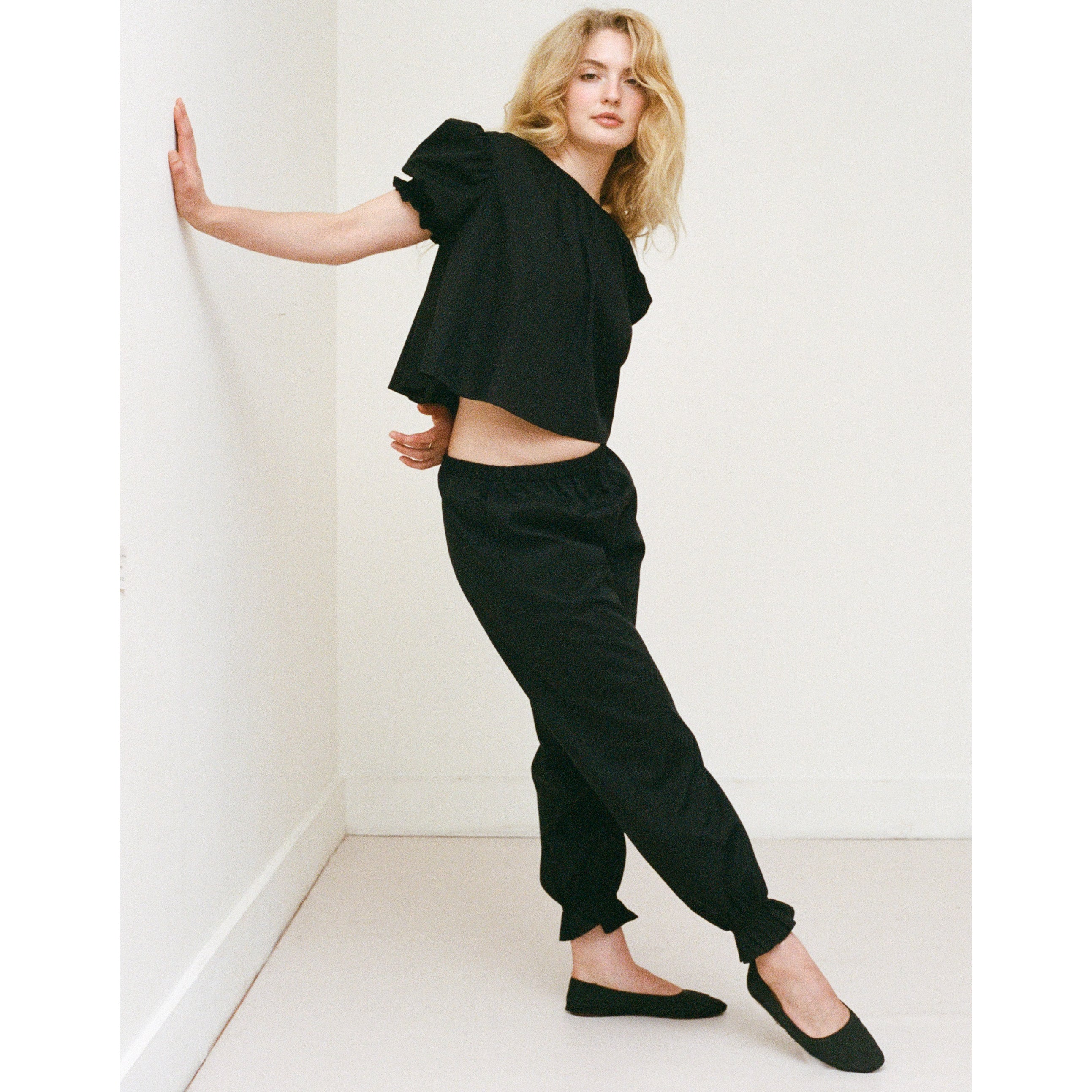 Black Cotton Bloomer Pants