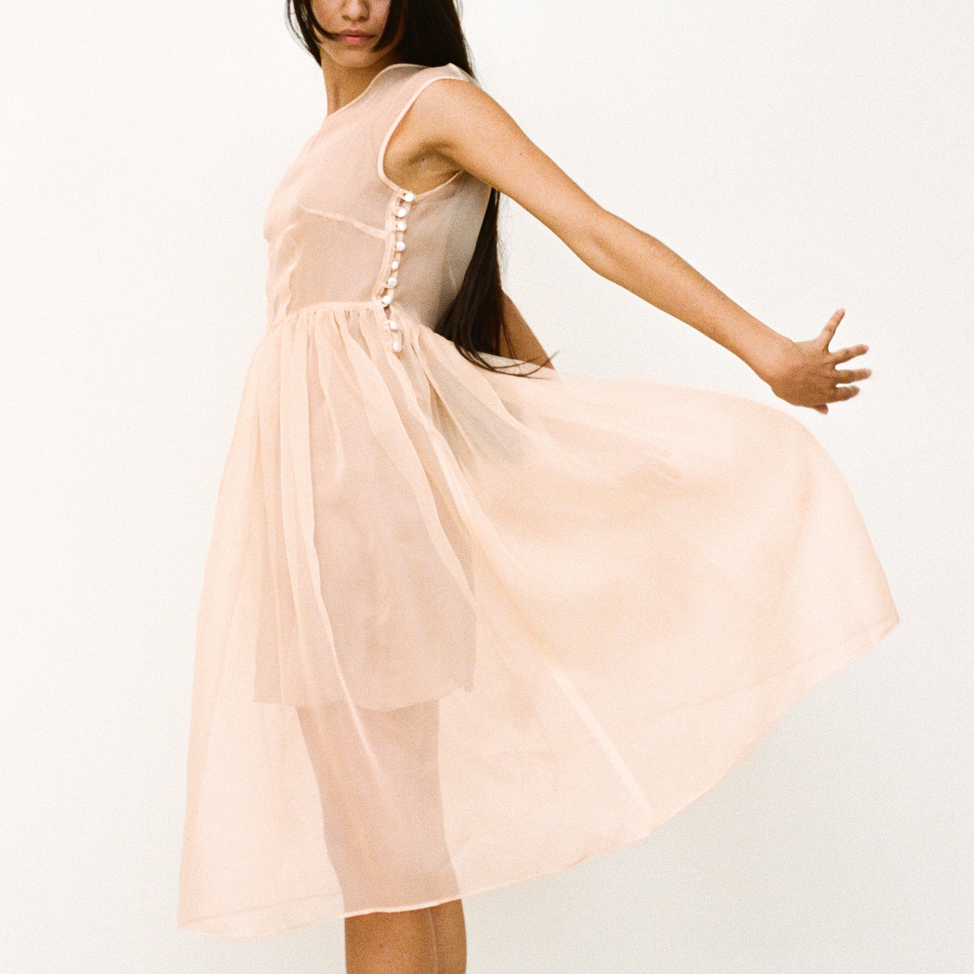 Apricot Organza Ghost Dress